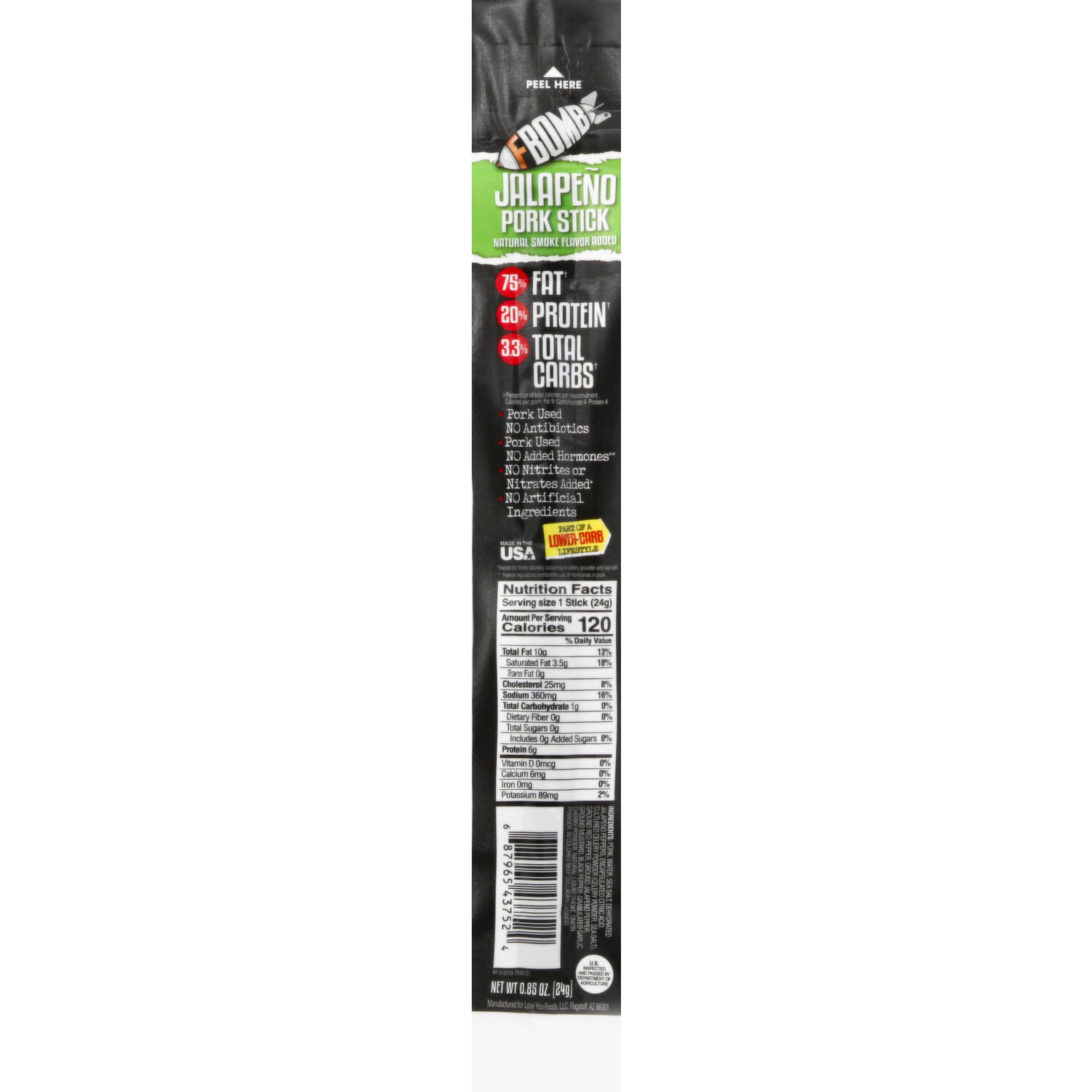 FBOMB Pork Stick, Jalapeno Image 1 of 3