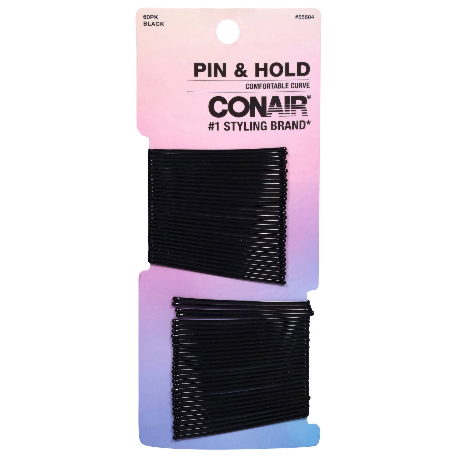 Conair Black Comfortable Curve Pin & Hold - 60 Each