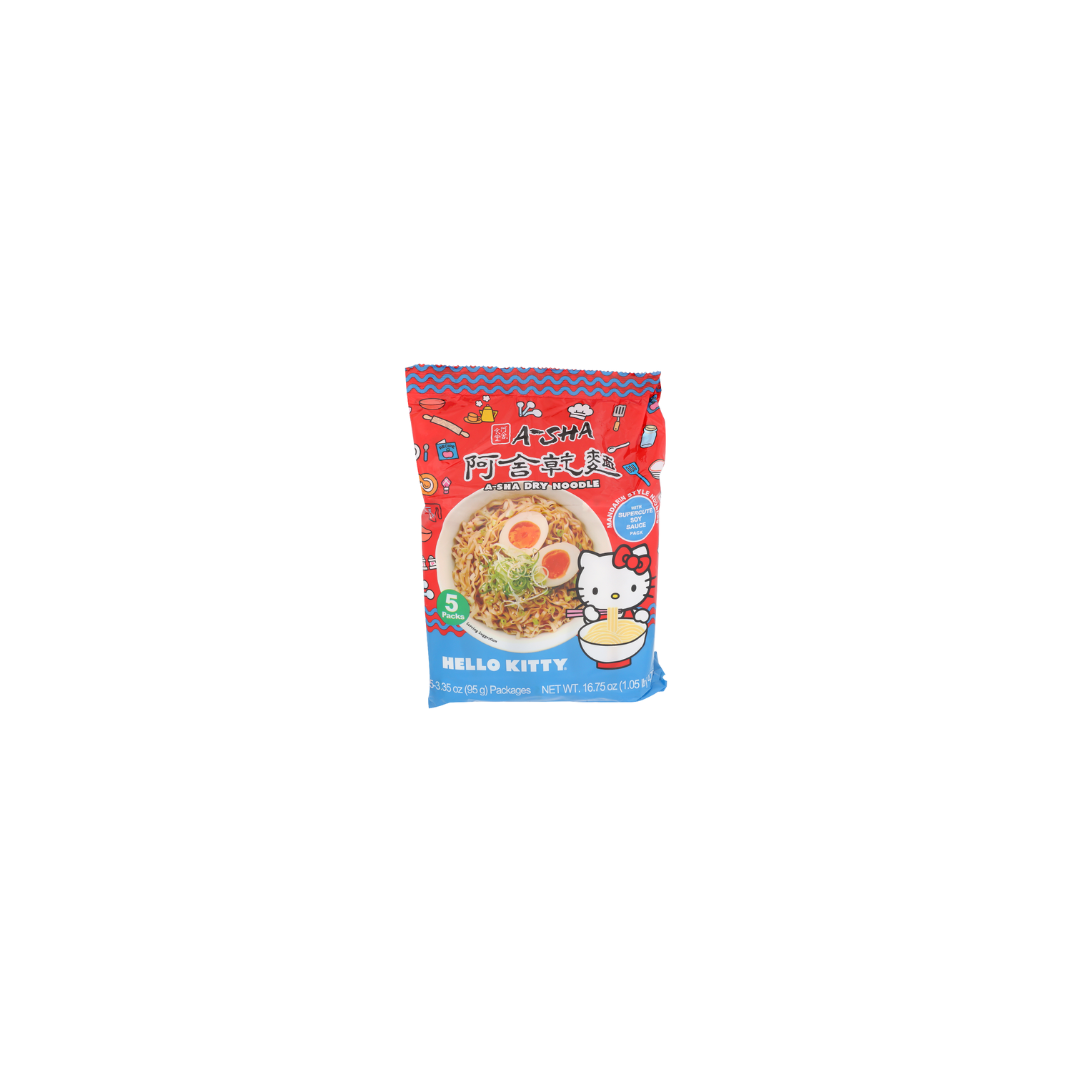 A-SHA Supercute Soy Sauce Hello Kitty Mandarin Style Noodles - 3.35 Ounce - 5 Count Image 1 of 4