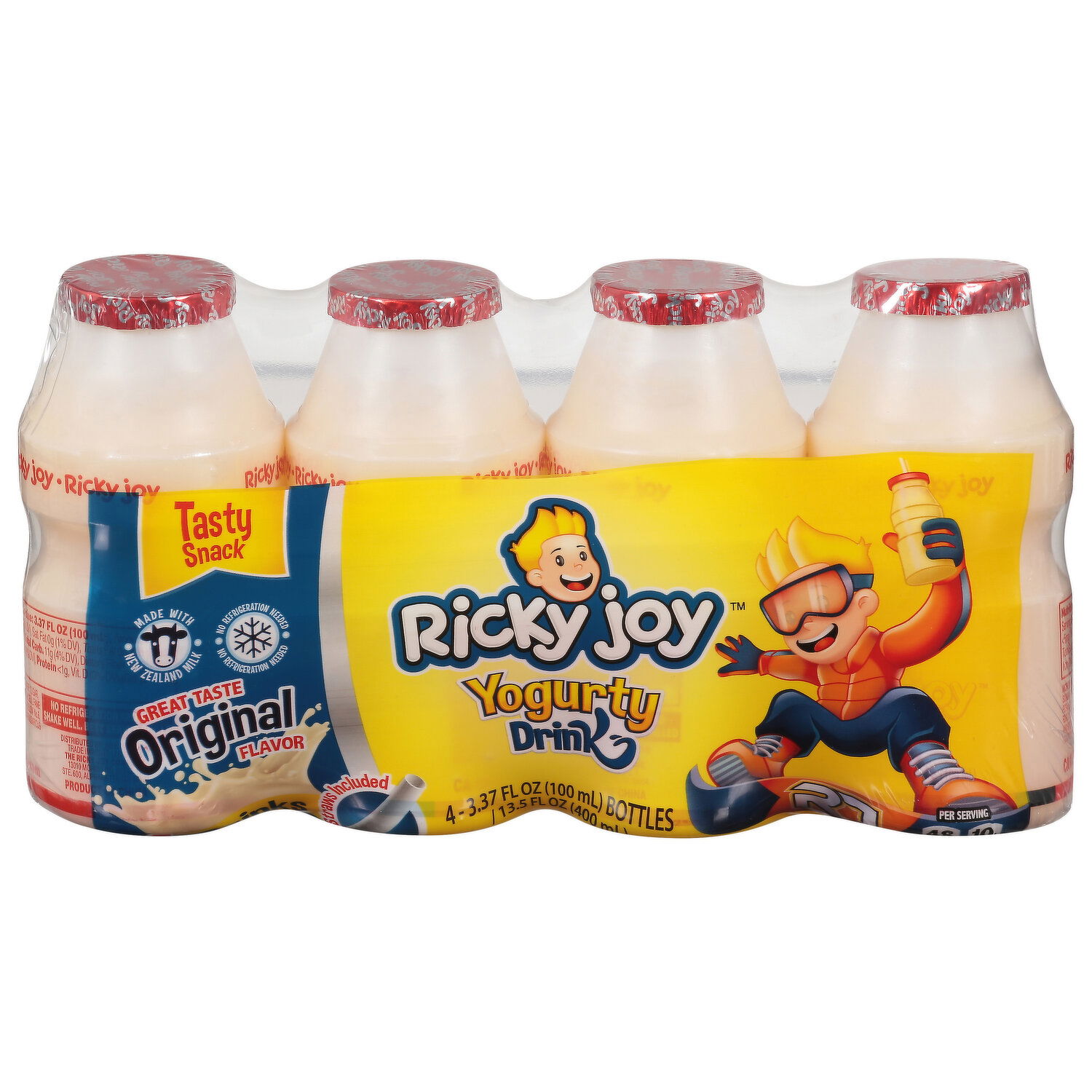 Ricky Joy Yogurty Drink, Original Flavor, Tasty Snack - 4 Each