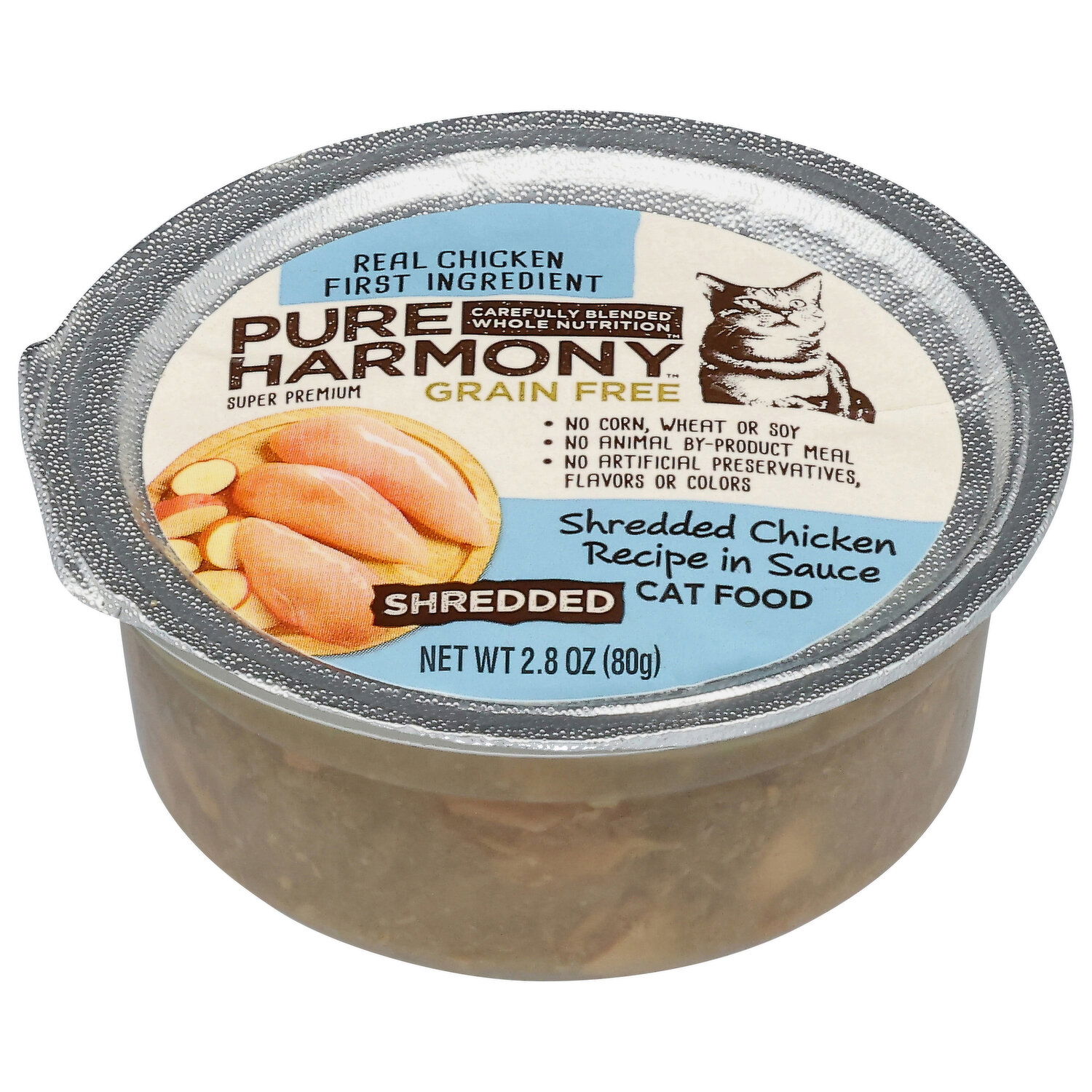 Pure Harmony Cat Food Grain Free Chicken Recipe in Sauce Shredded Super Premium Super 1 Foods