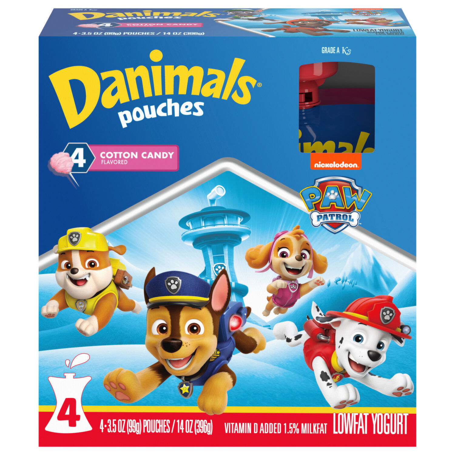 Danimals Yogurt, Lowfat, Paw Patrol, Cotton Candy Flavored - 4