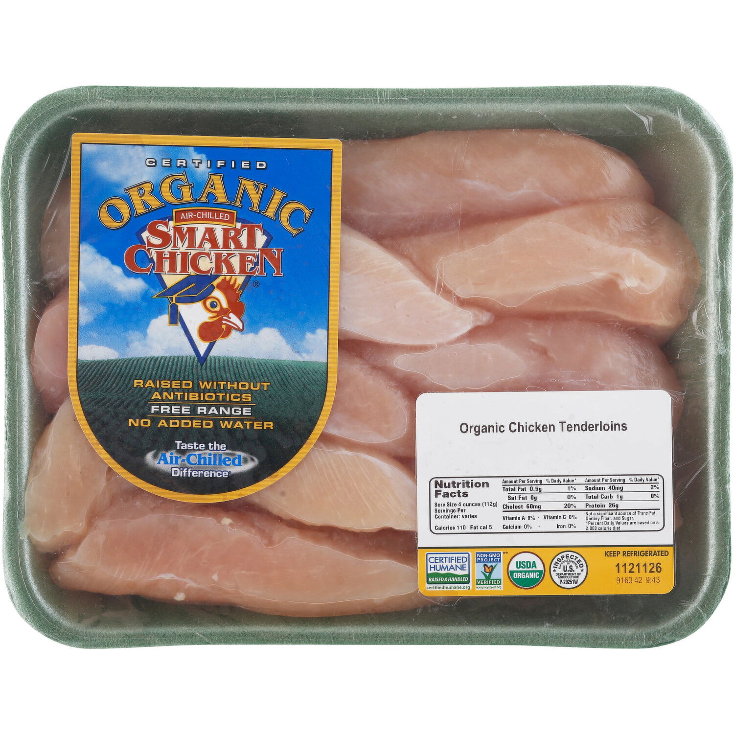 Smart Chicken Chicken Tenderloins, Organic - 1.22 Pound