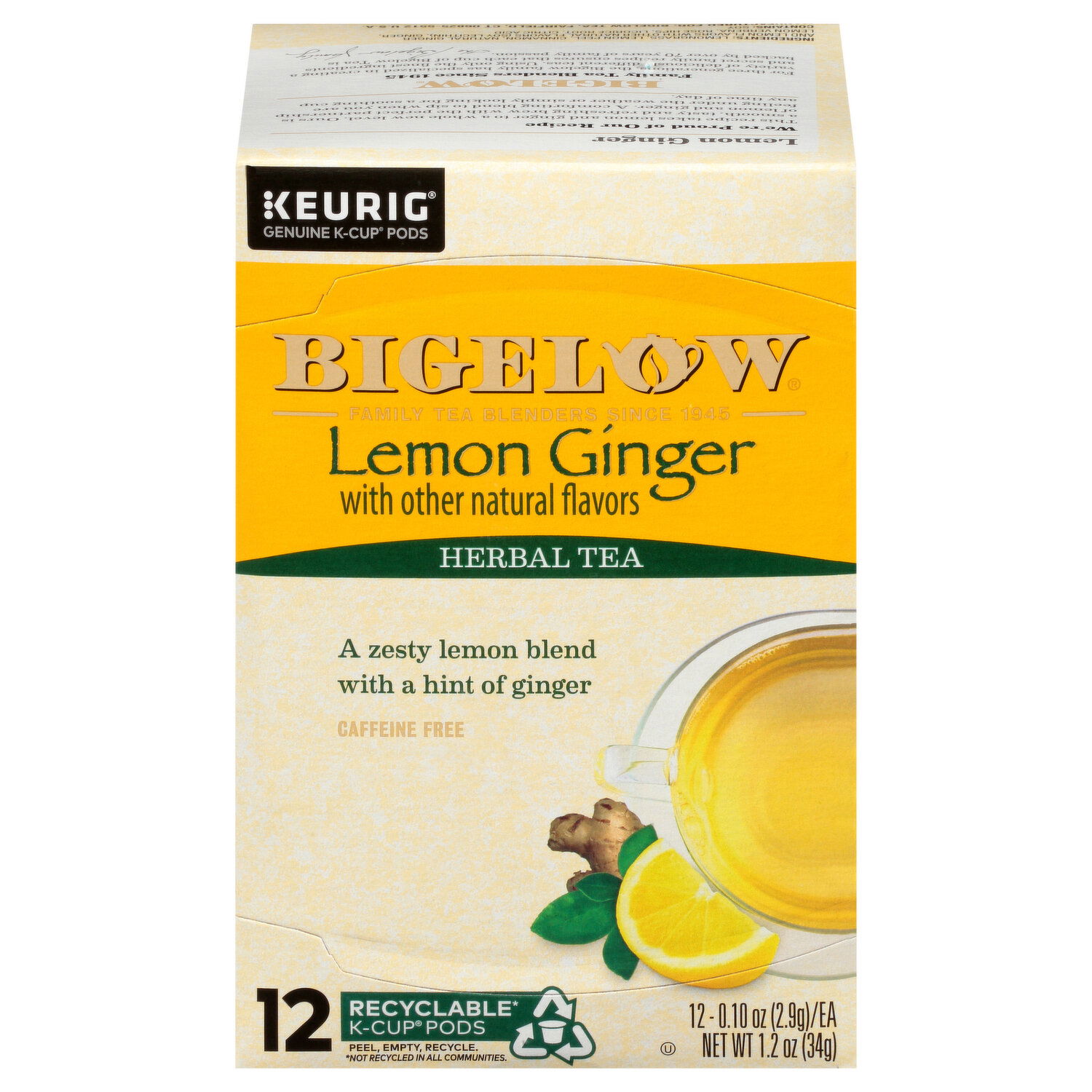 Bigelow Herbal Tea Lemon Ginger K Cup Pods FRESH by Brookshire s