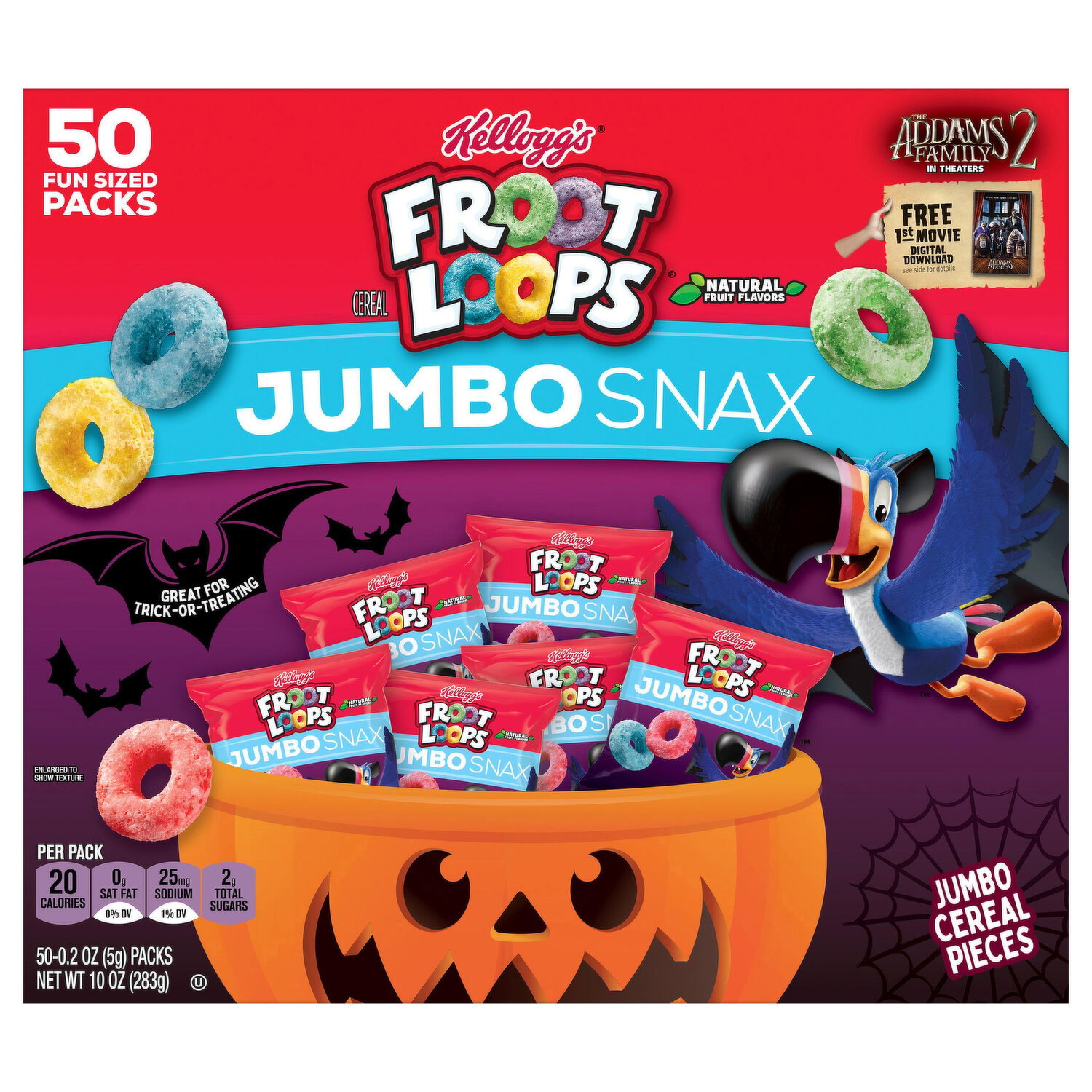Froot Loops Cereal, Natural Fruit Flavors, Jumbo Snax - Brookshire's