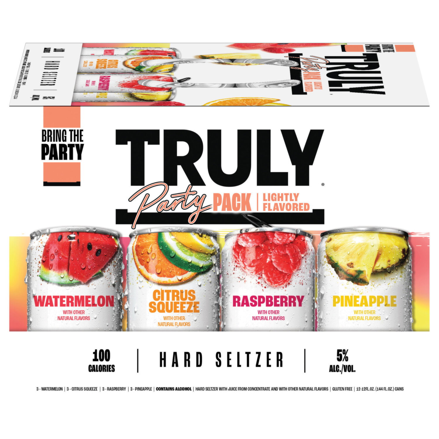 Truly Hard Seltzer, Lightly Flavored, Party Pack - 12 Each Image 1 of 3
