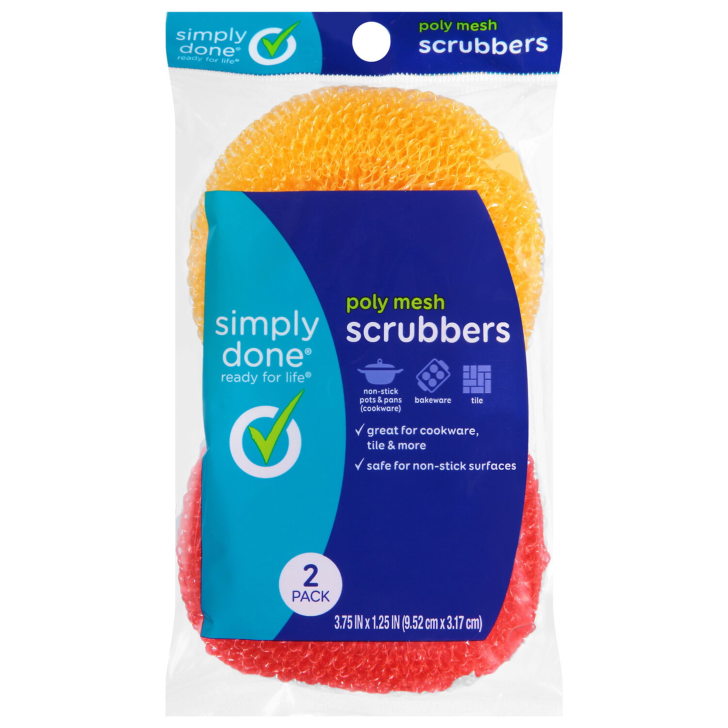 Simply Done Scrubbers, Poly Mesh, 2 Pack - 2 Each