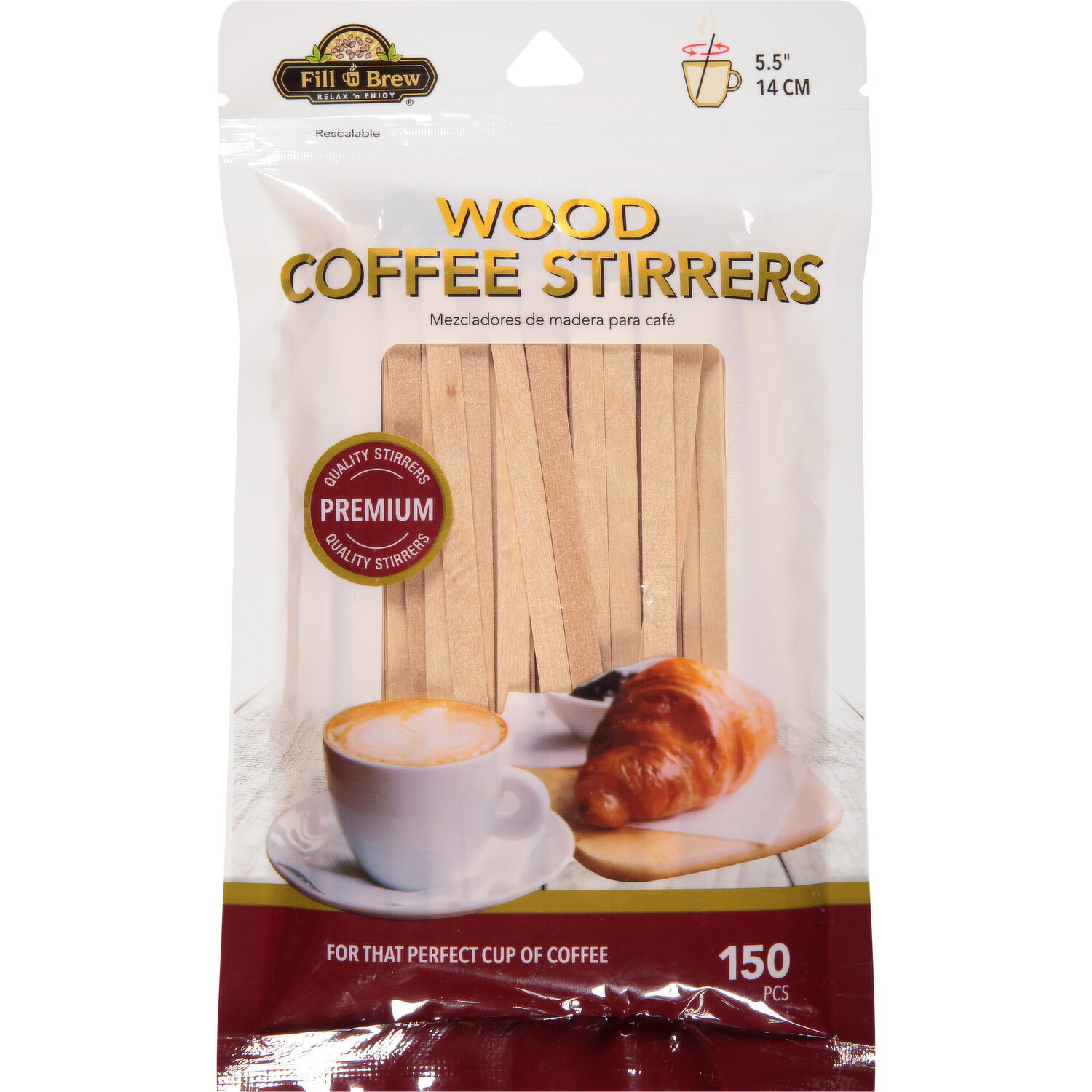 Fill 'n Brew Coffee Stirrers, Wood, 5.5 Inches - 150 Each