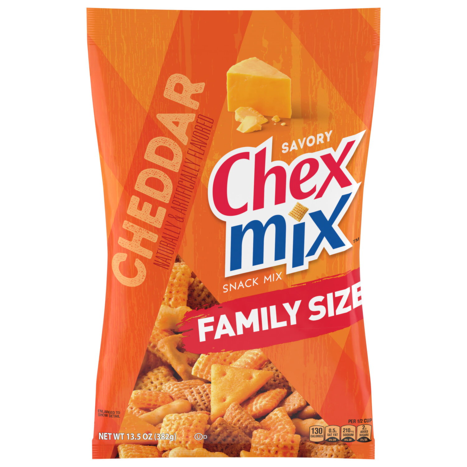 Chex Mix Snack Mix, Cheddar, Savory, Family Size - 13.5 Ounce