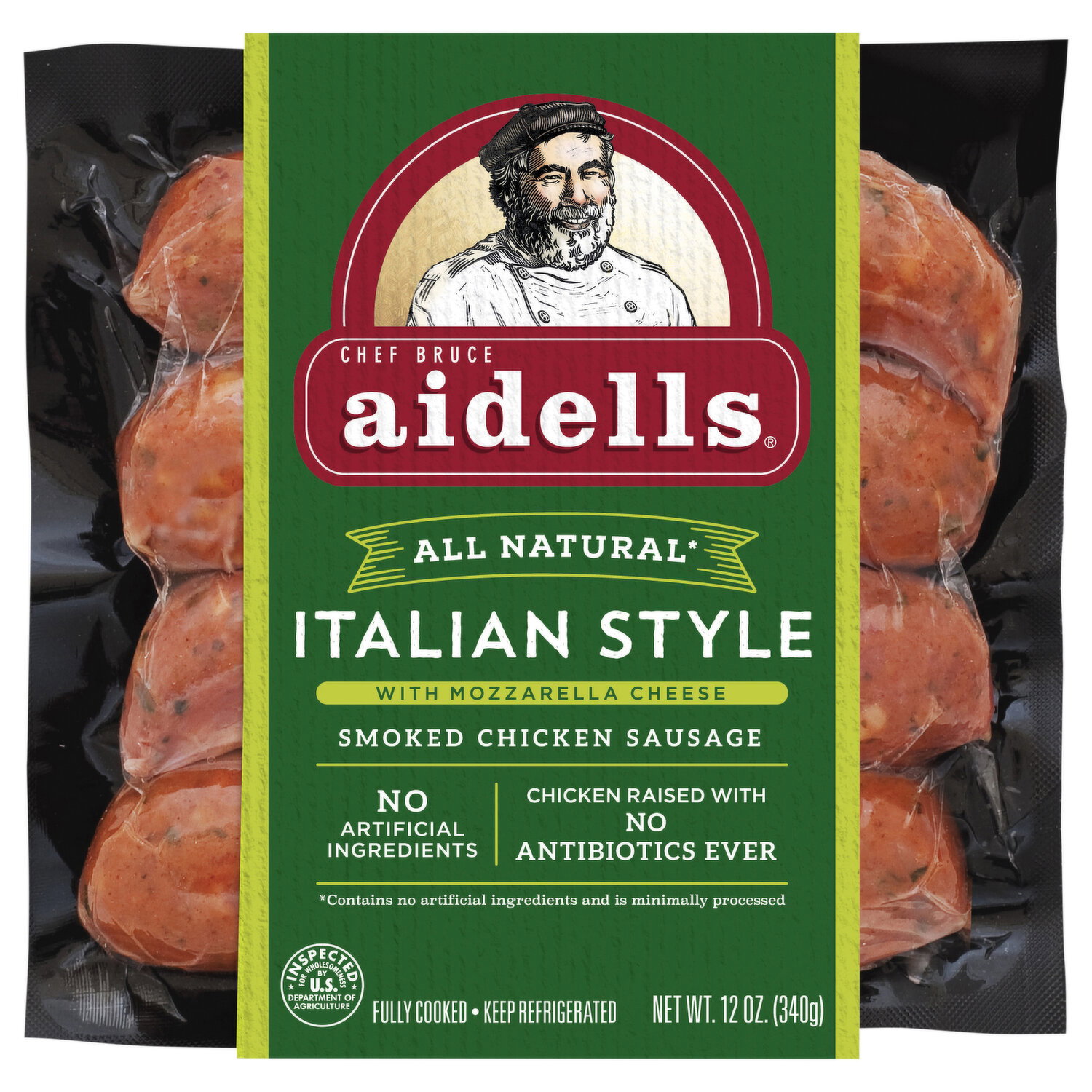 Chef Bruce Aidells Italian Style Smoked Chicken Sausage with Mozzarella Cheese - 12 Ounce Image 1 of 3