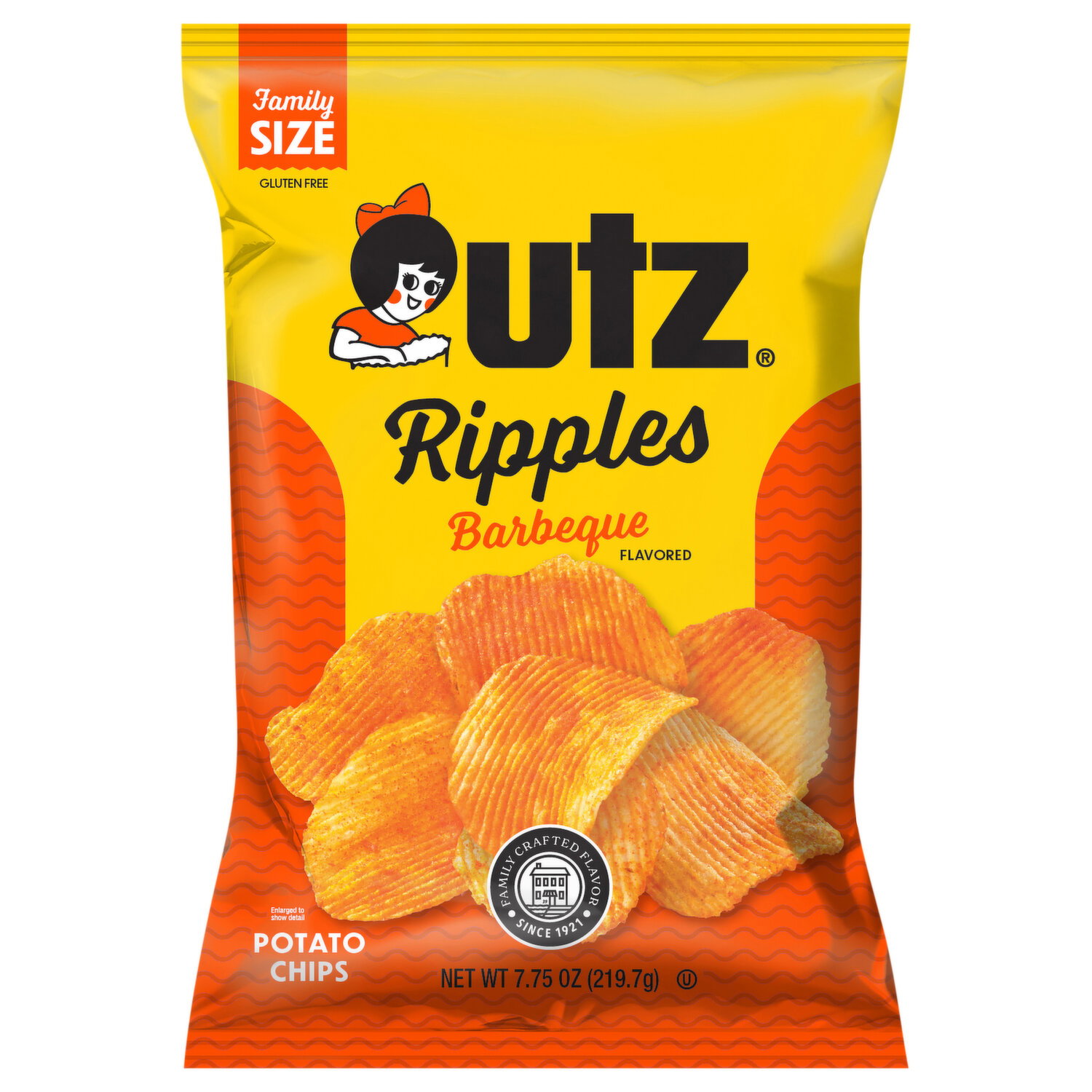 Utz Ripples Barbeque Flavored Potato Chips Family Size - 7.75 Ounce Image 1 of 3