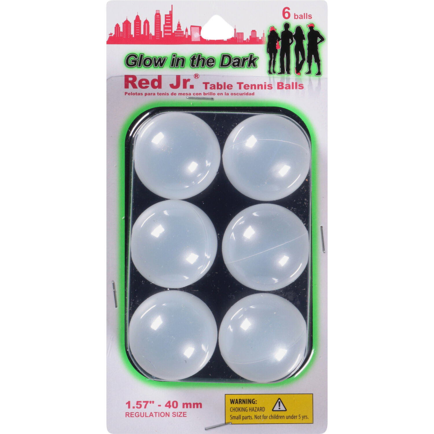 Red Jr Table Tennis Balls, Glow in the Dark - 6 Each