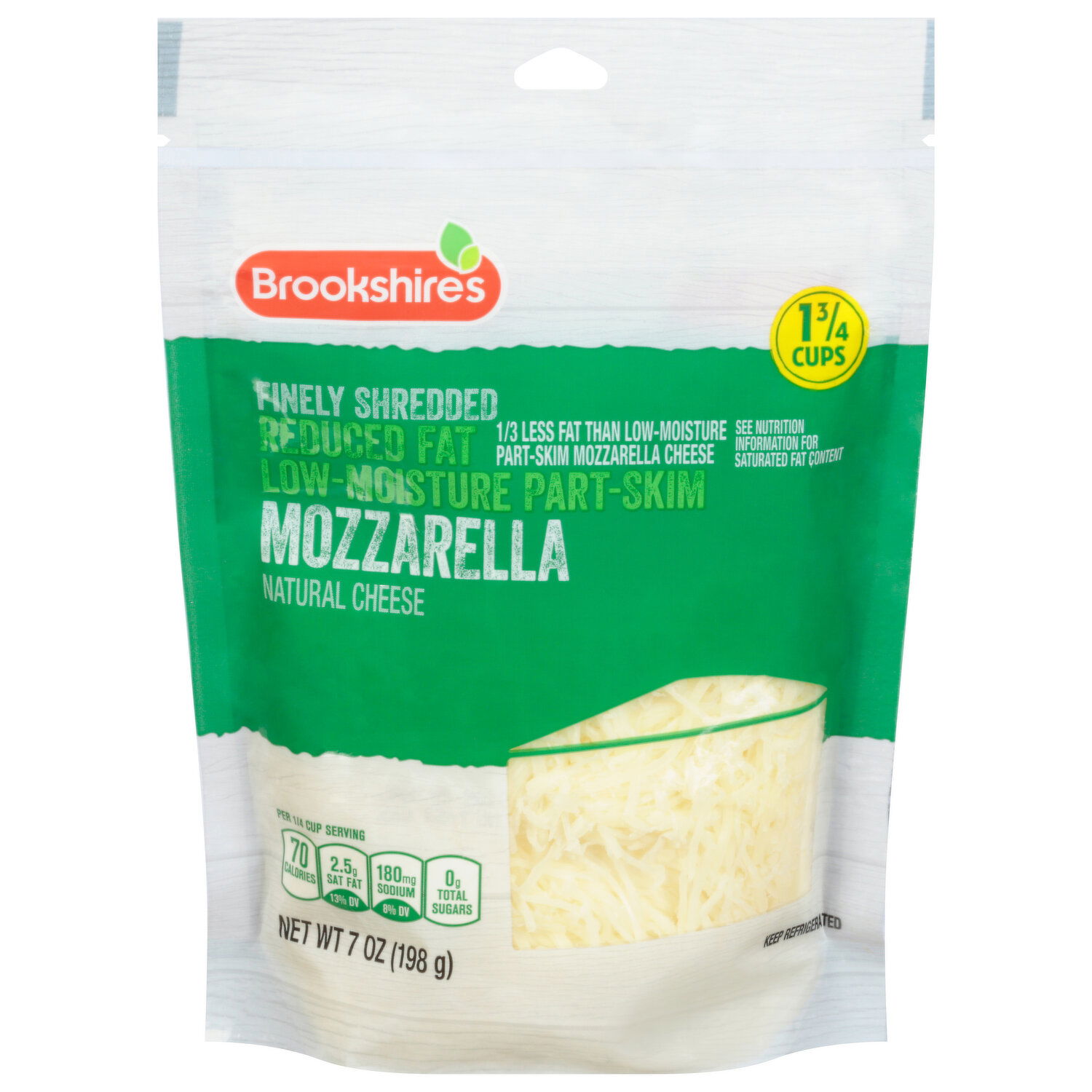 Brookshire's Finely Shredded 2% Mozzarella Cheese - 7 Ounce