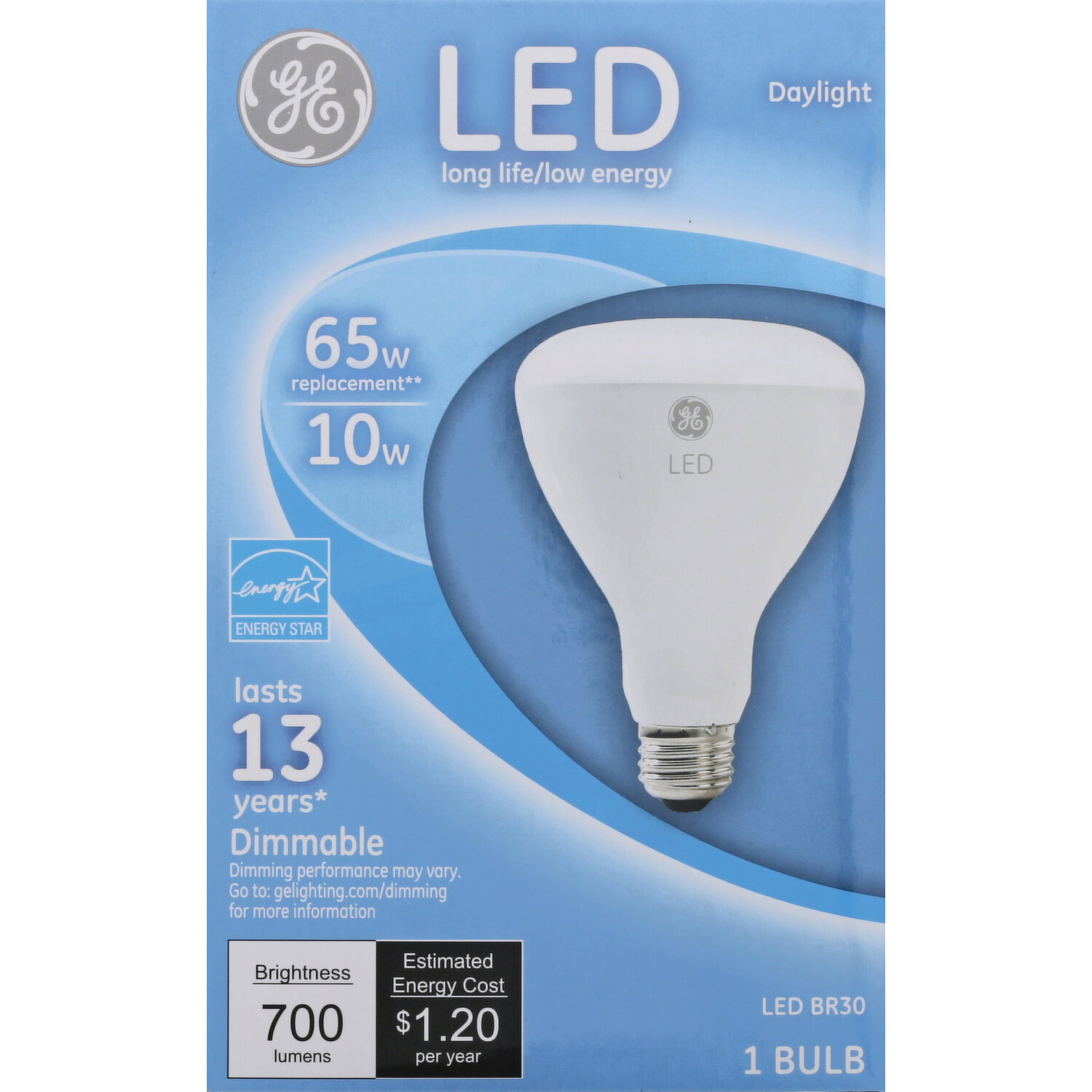GE Light Bulb, LED, Daylight, 10 Watts - 1 Each