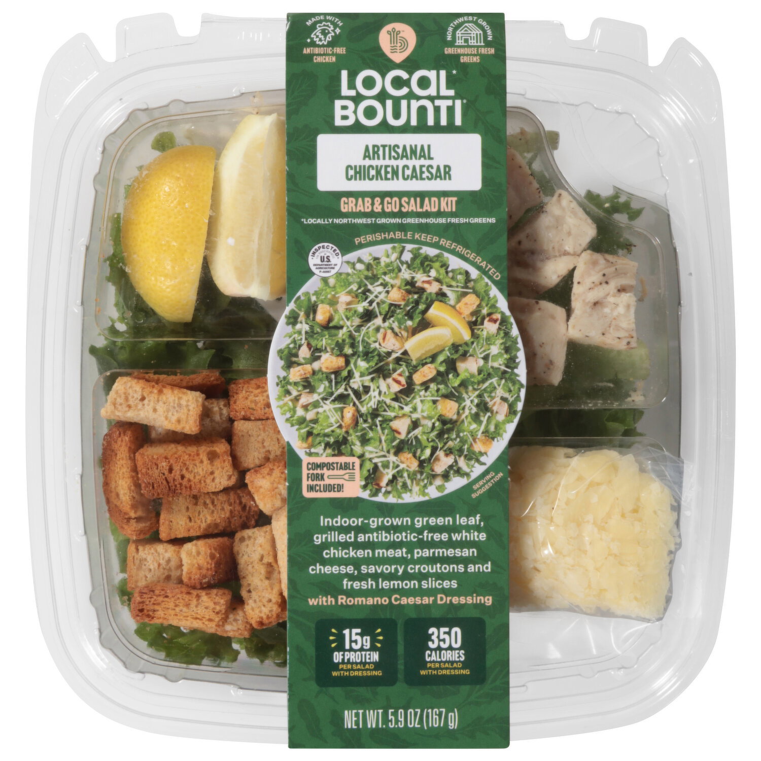 Local Bounti Salad Kit, Grab & Go, Artisanal Chicken Caesar - 1 Each Image 1 of 3