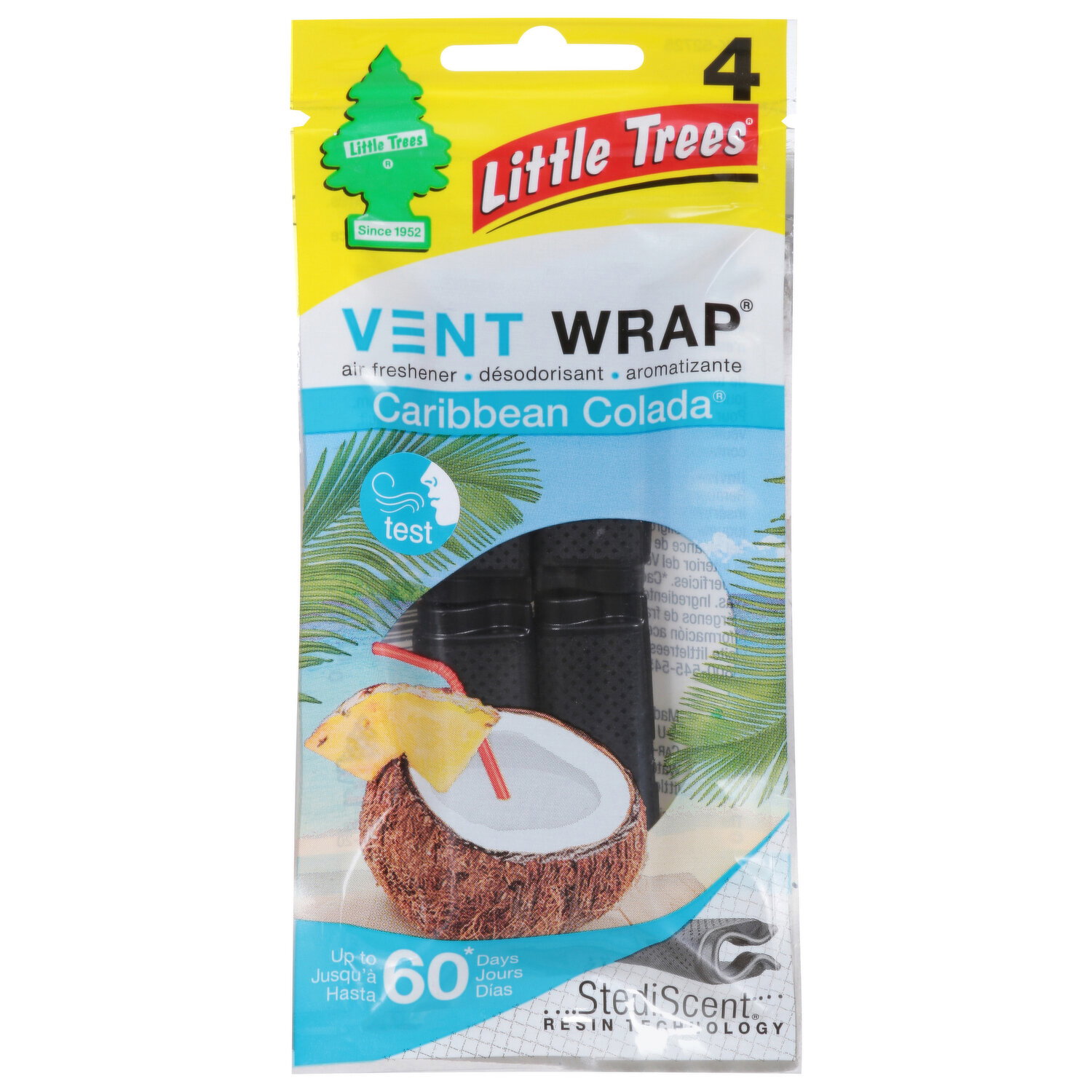 Little Trees Air Freshener, Caribbean Colada - 4 Each