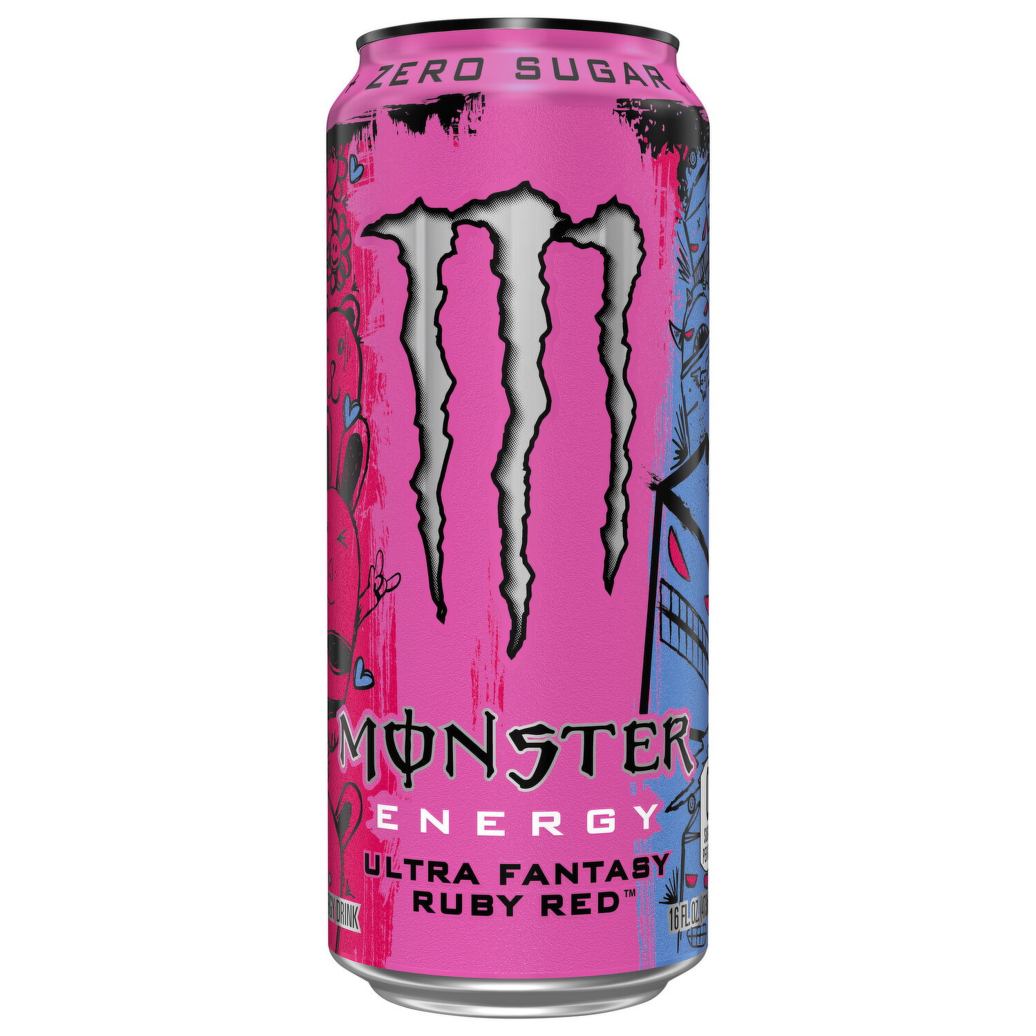 Monster Energy Drink, Zero Sugar, Ultra Fantasy Ruby Red - 16 Fluid Ounce Image 1 of 3