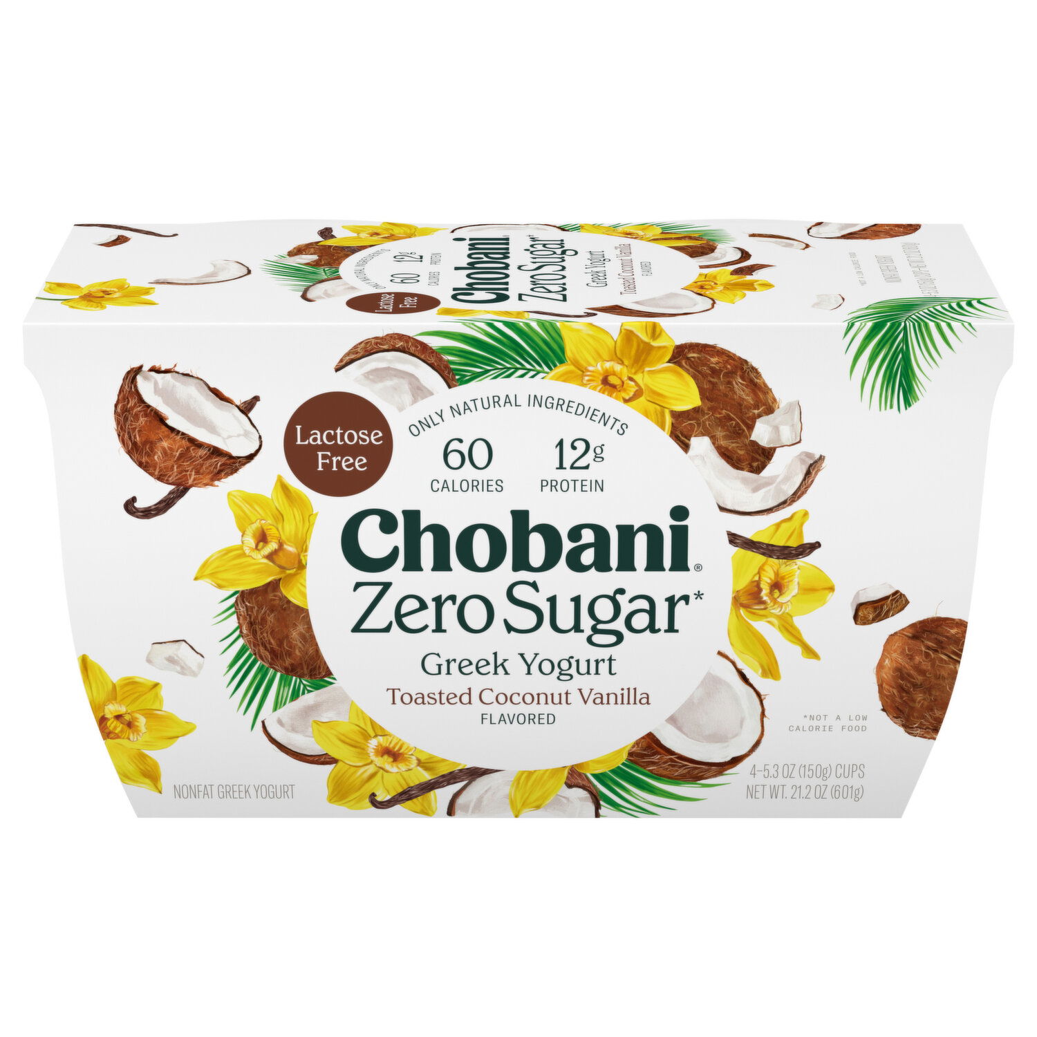 Chobani Yogurt, Greek, Nonfat, Zero Sugar, Toasted Coconut