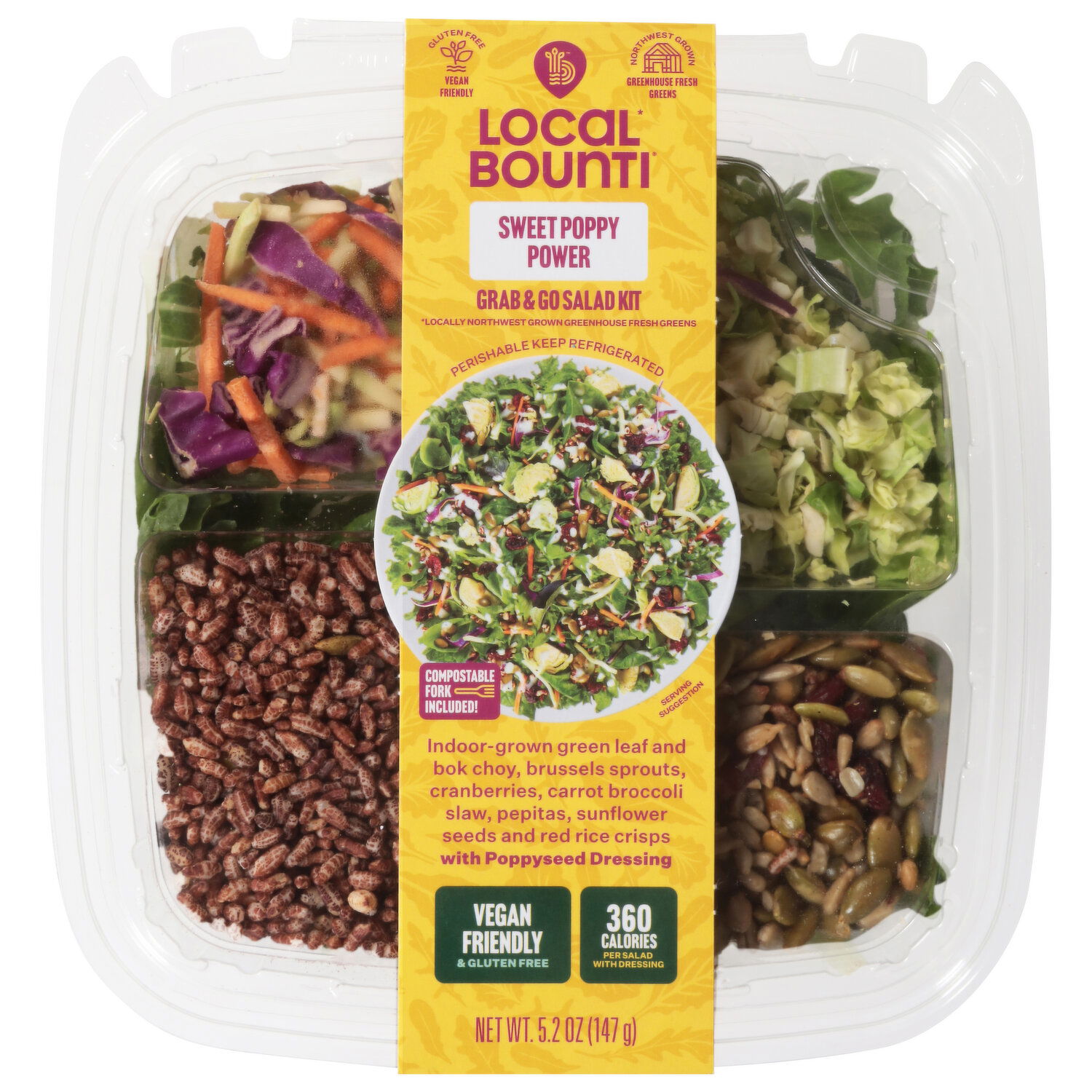 Local Bounti Salad Kit, Grab & Go, Sweet Poppy Power - FRESH by