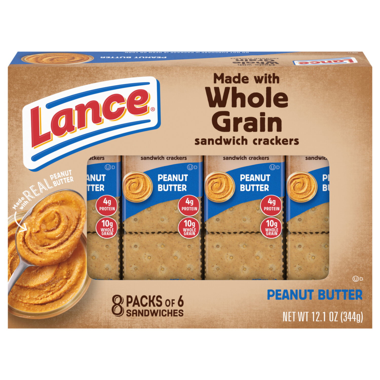 Lance Sandwich Crackers, Whole Grain, Peanut Butter, 8 Packs Image 1 of 3