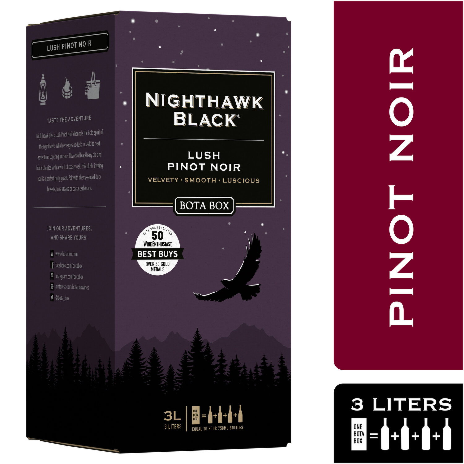 Bota Box Nighthawk Black Lush Pinot Noir Red Wine - 3 Liter