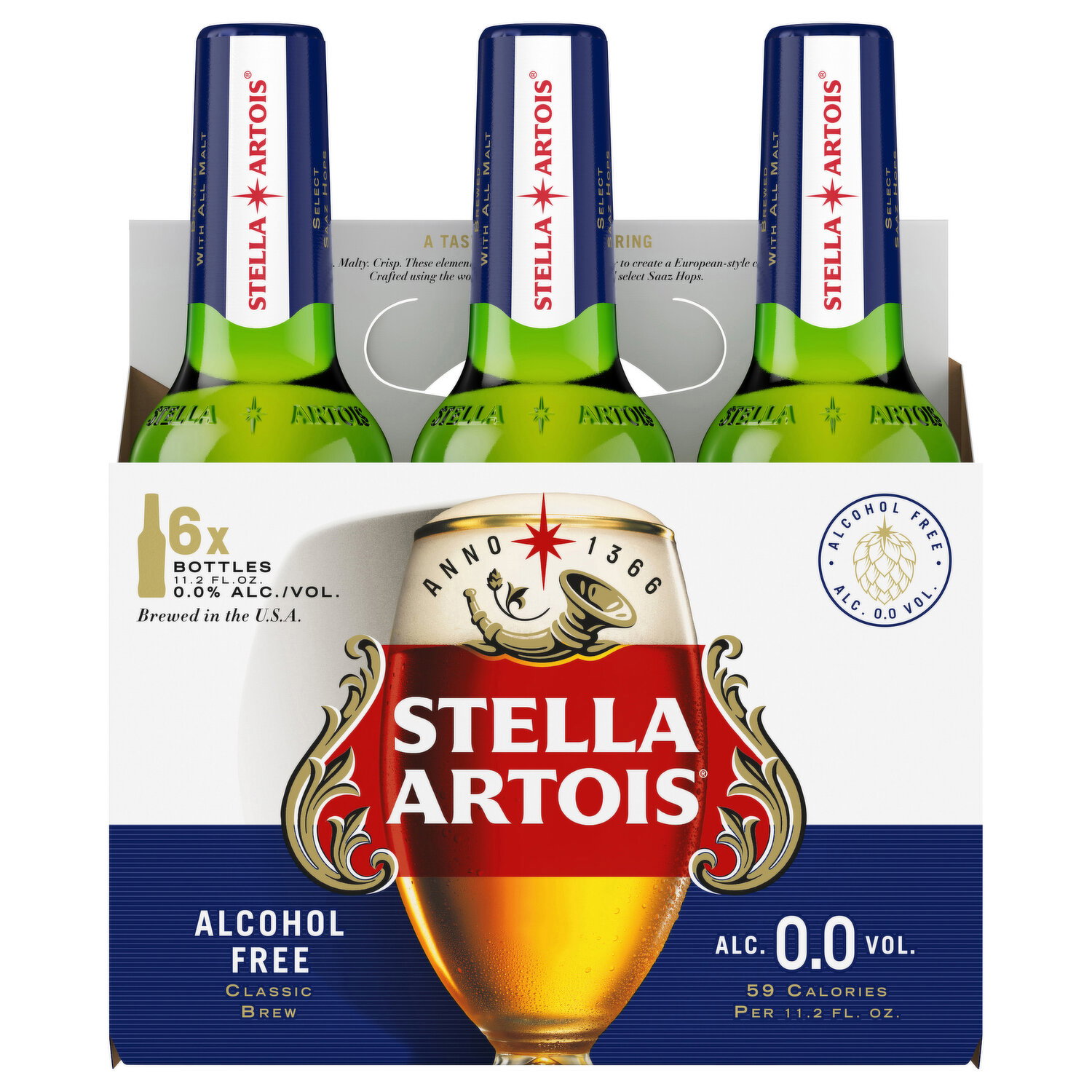 Stella Artois Beer, Alcohol Free - 6 Each Image 1 of 2