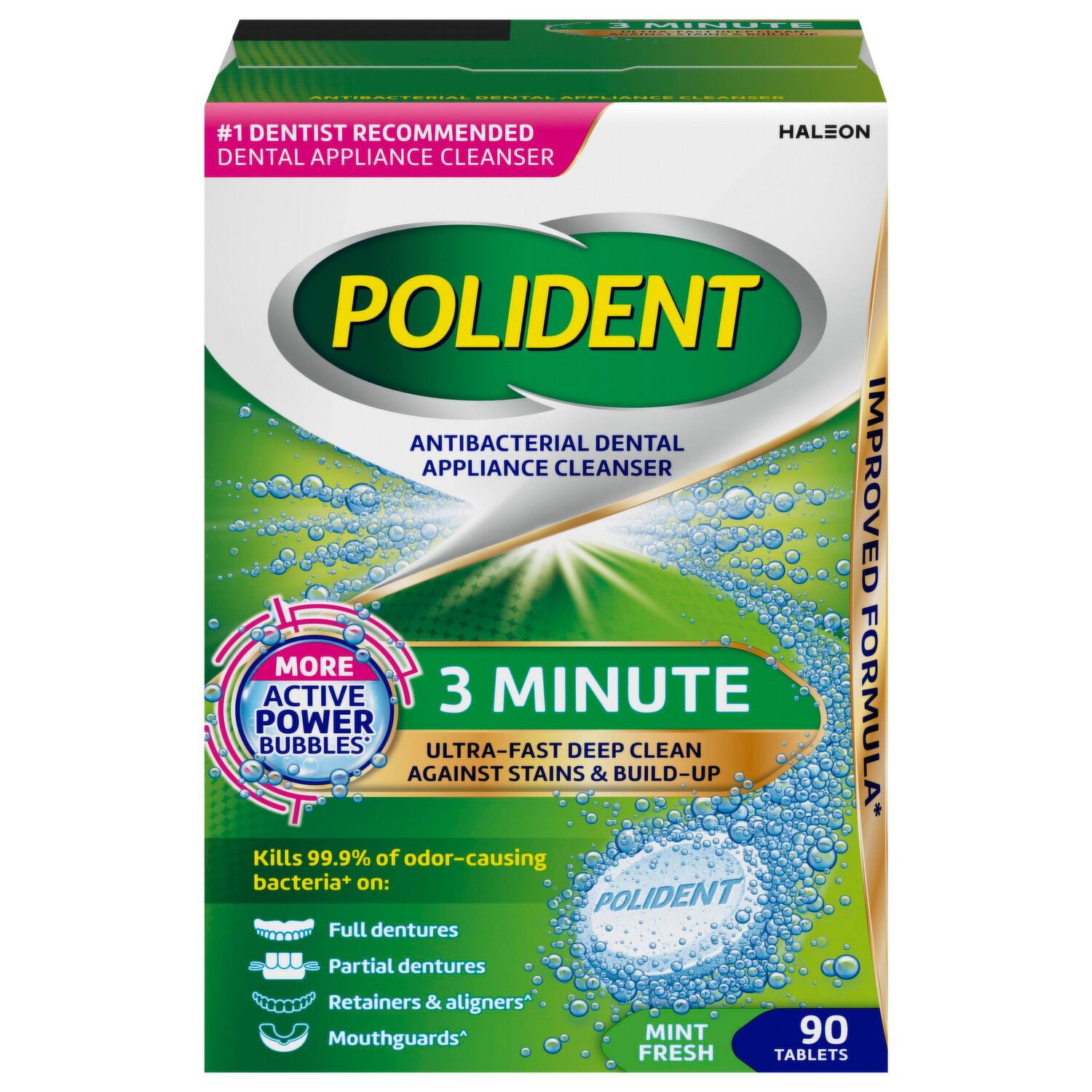 Polident Dental Appliance Cleanser, Antibacterial, 3 Minute