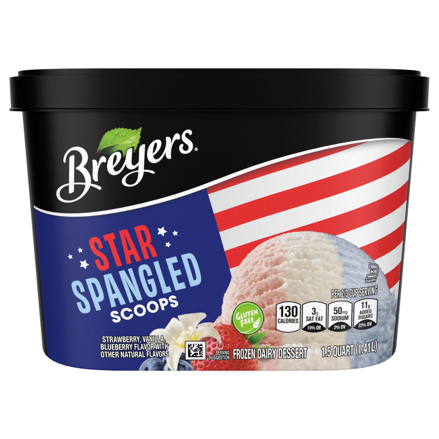 Breyers Frozen Dairy Dessert, Star Spangled, Scoops   Super 20 Foods