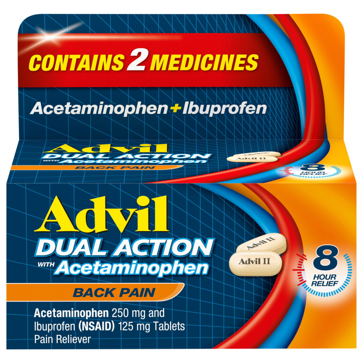 Advil Dual Action with Acetaminophen Back Pain - 72 Each Image 1 of 2