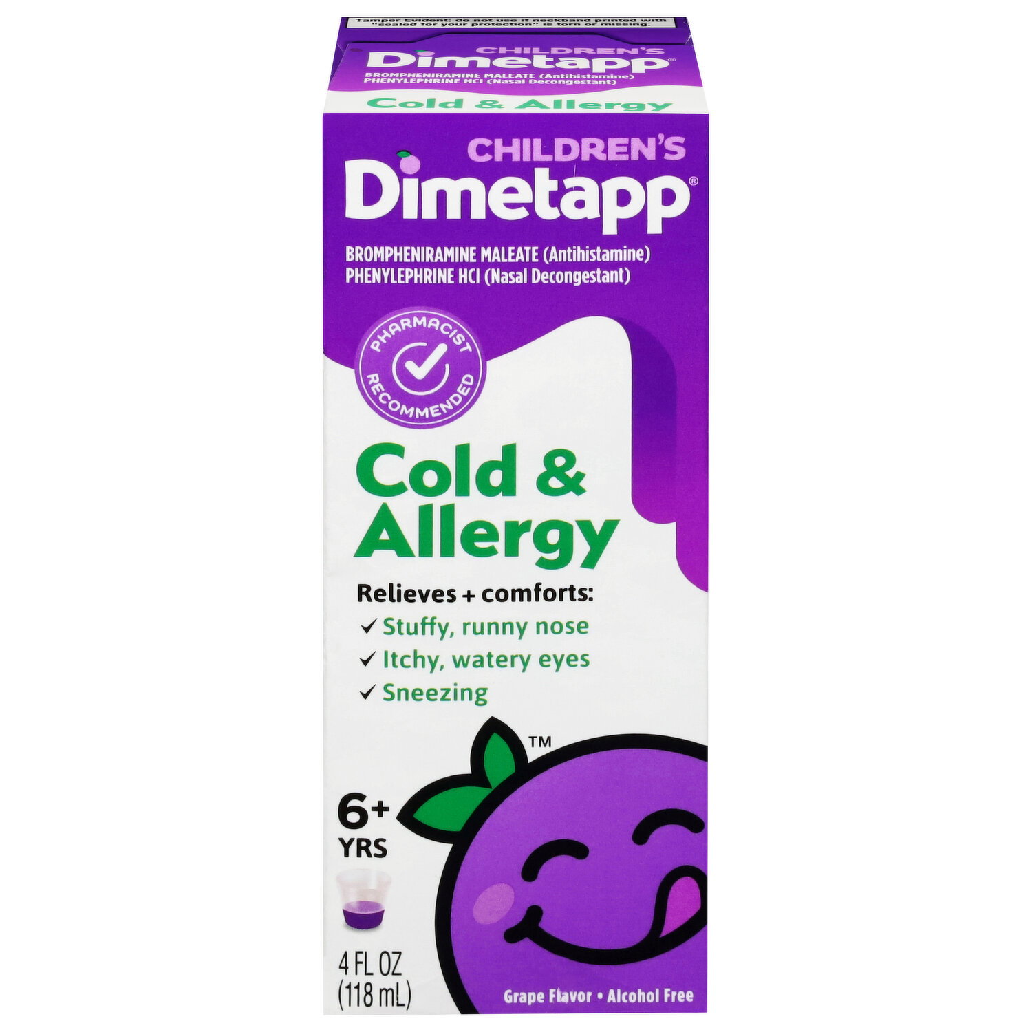Dimetapp Children's Cold & Allergy, Grape Flavor, Alcohol-Free Image 1 of 2