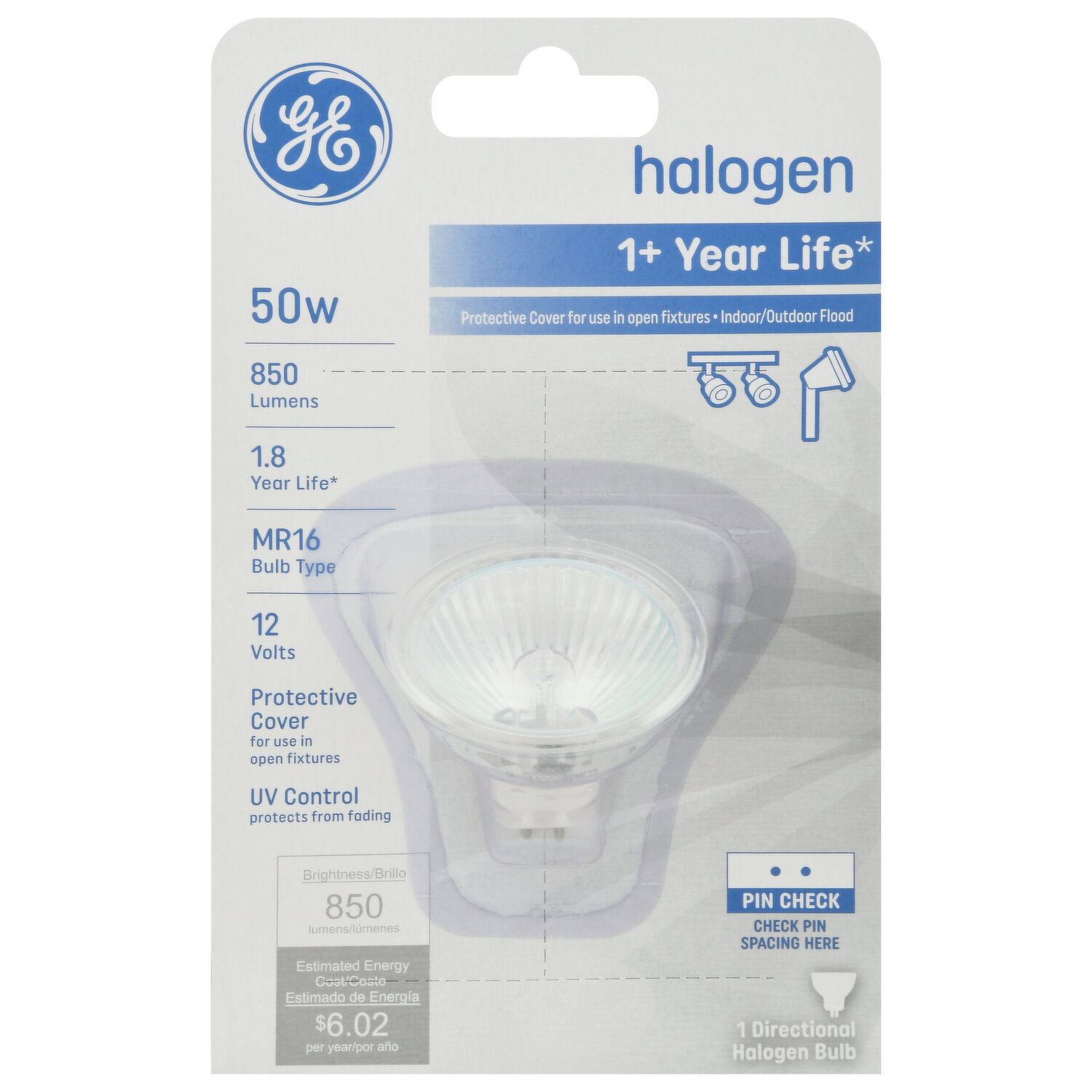 GE Halogen Bulb, Directional, Indoor/Outdoor Flood, 50 W - 1 Each