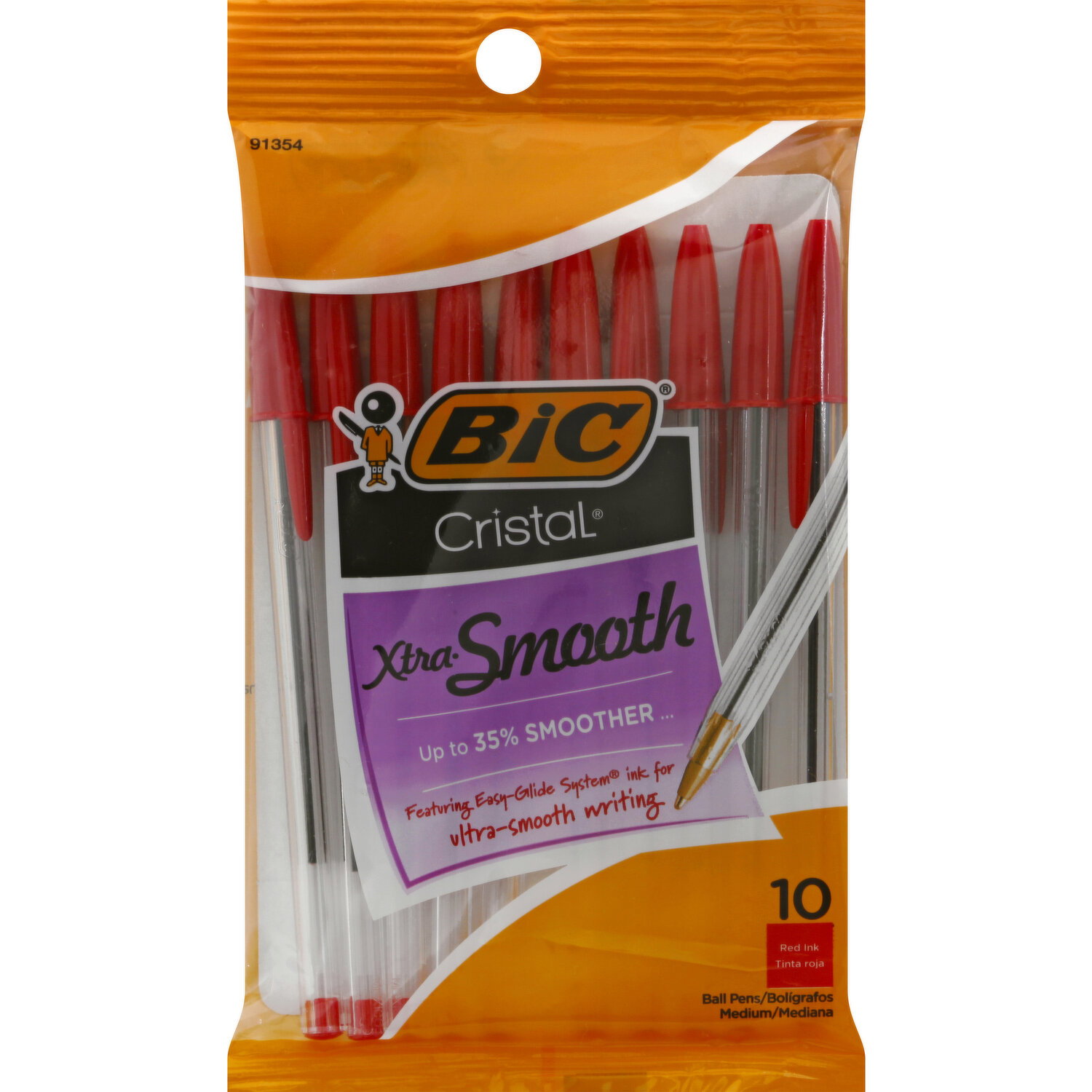 BiC Ball Pens, Red Ink, Xtra Smooth, Medium - 10 Each
