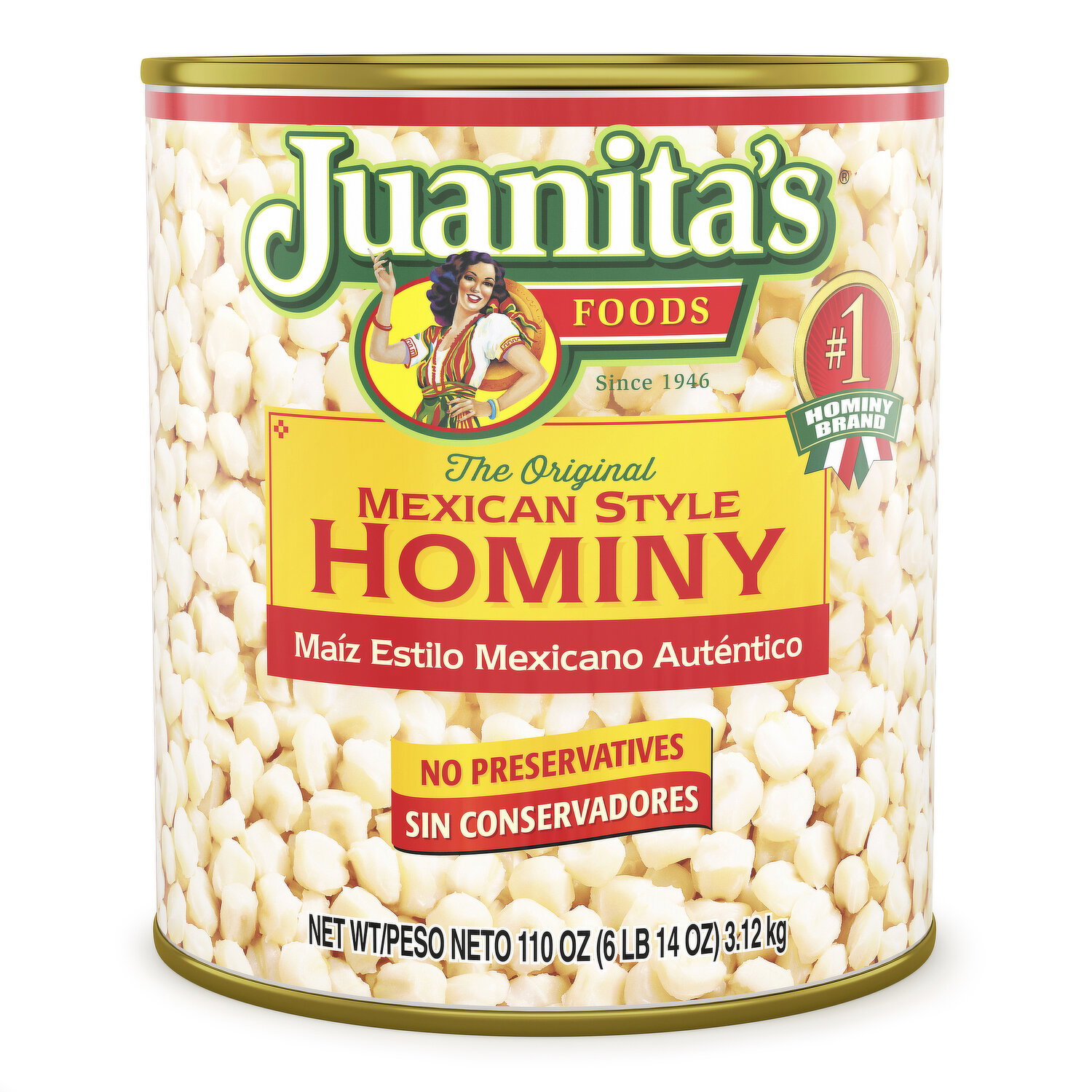 Juanita's Hominy, Mexican Style, The Original - 110 Ounce Image 1 of 3