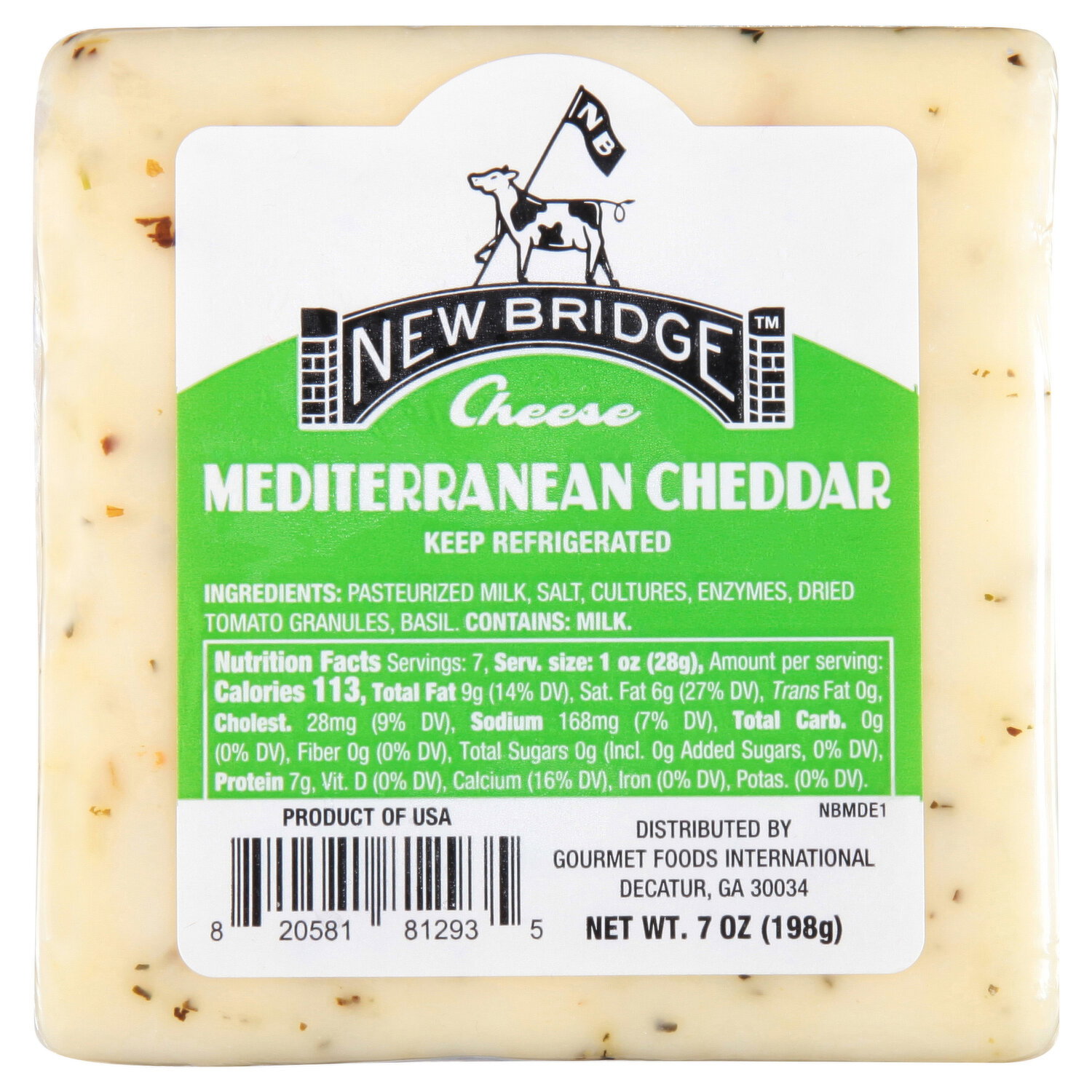 New Bridge Cheese, Mediterranean Cheddar - 7 Ounce - Super 1 Foods