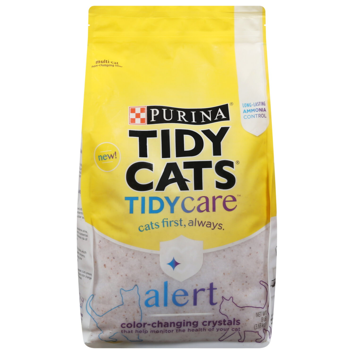 Purina Cat Litter, Alert, Tidy Care, Multi-Cat, Color-Changing Crystals - 8 Pound