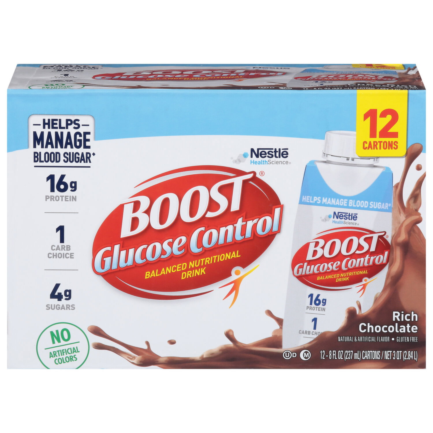 Boost Balanced Nutritional Drink, Rich Chocolate, Glucose Control, 12 Pack - 12 Each Image 1 of 3
