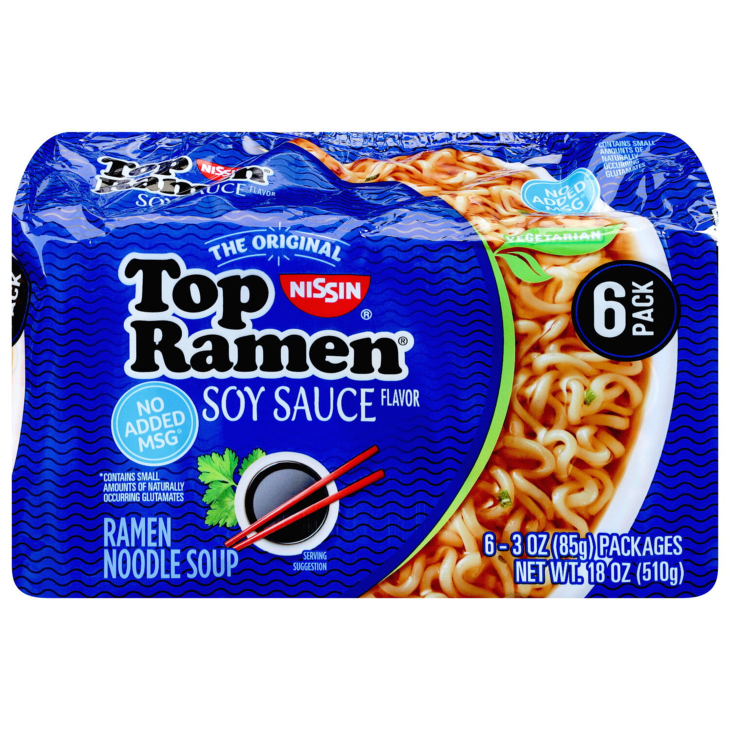 Nissin Ramen Noodle Soup, Soy Sauce, 6 Pack - Super 1 Foods