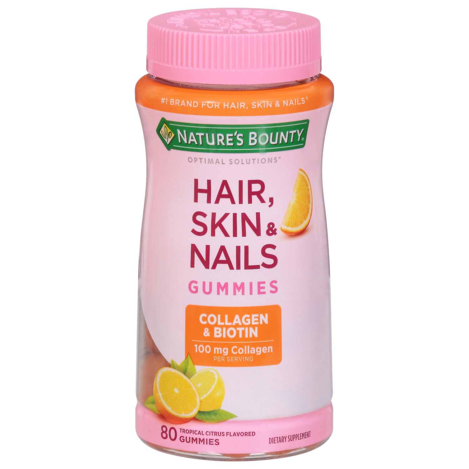 Nature's Bounty Hair, Skin & Nails, 100 mg, Gummies, Tropical Citrus Flavored - 80 Each Image 1 of 2