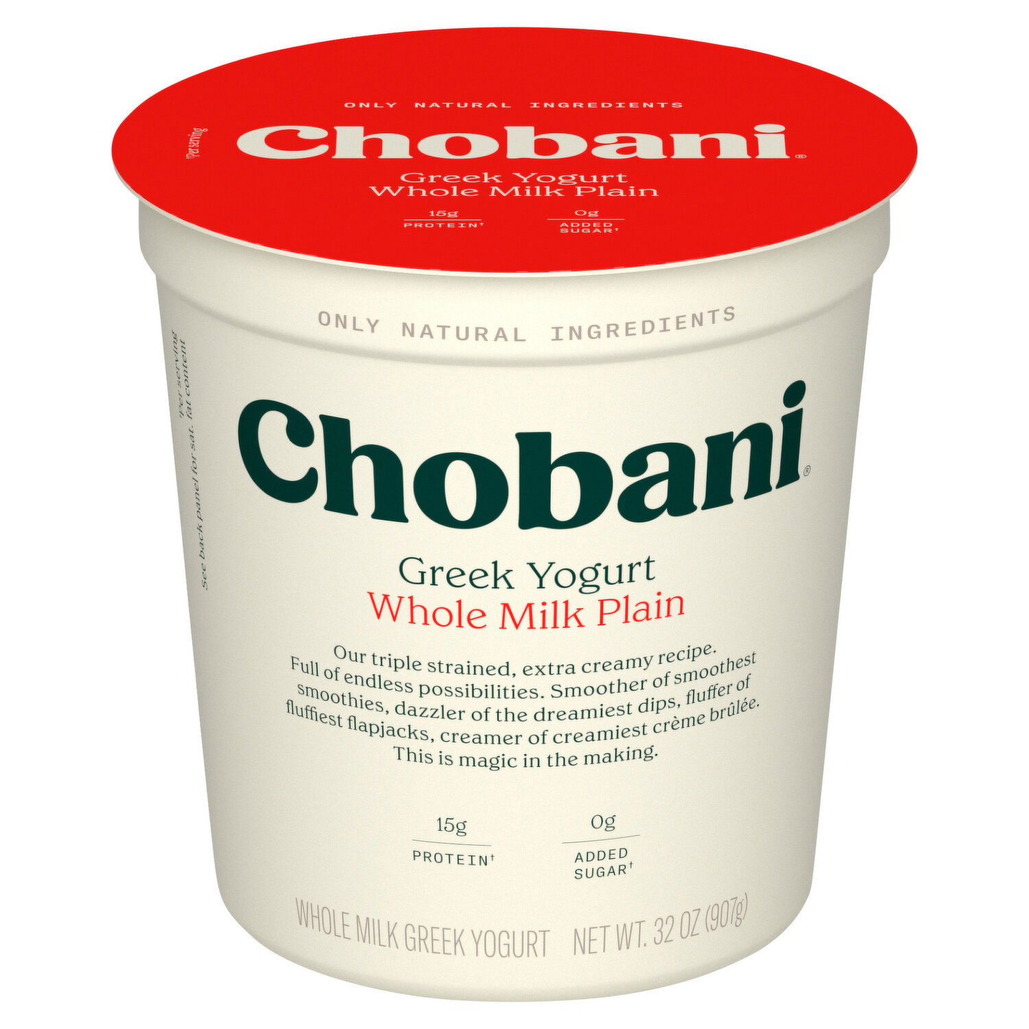 Chobani Yogurt, Greek, Whole Milk, Plain - Super 1 Foods