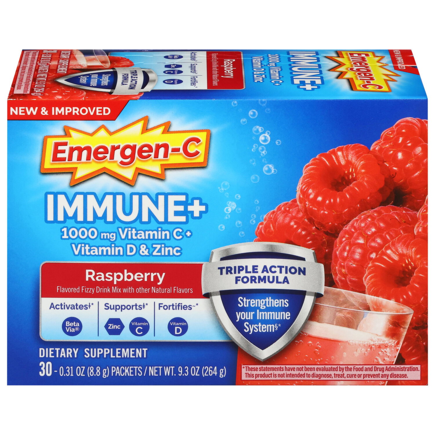 Emergen-C Immune+, Raspberry - 30 Each Image 1 of 2