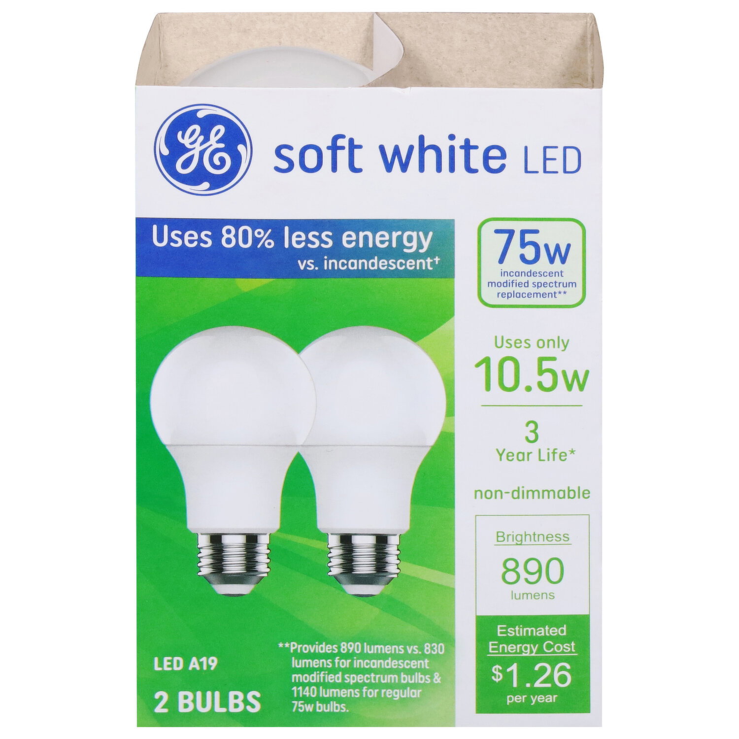 GE Bulbs, LED, Soft White, 75 Watts - 2 Each