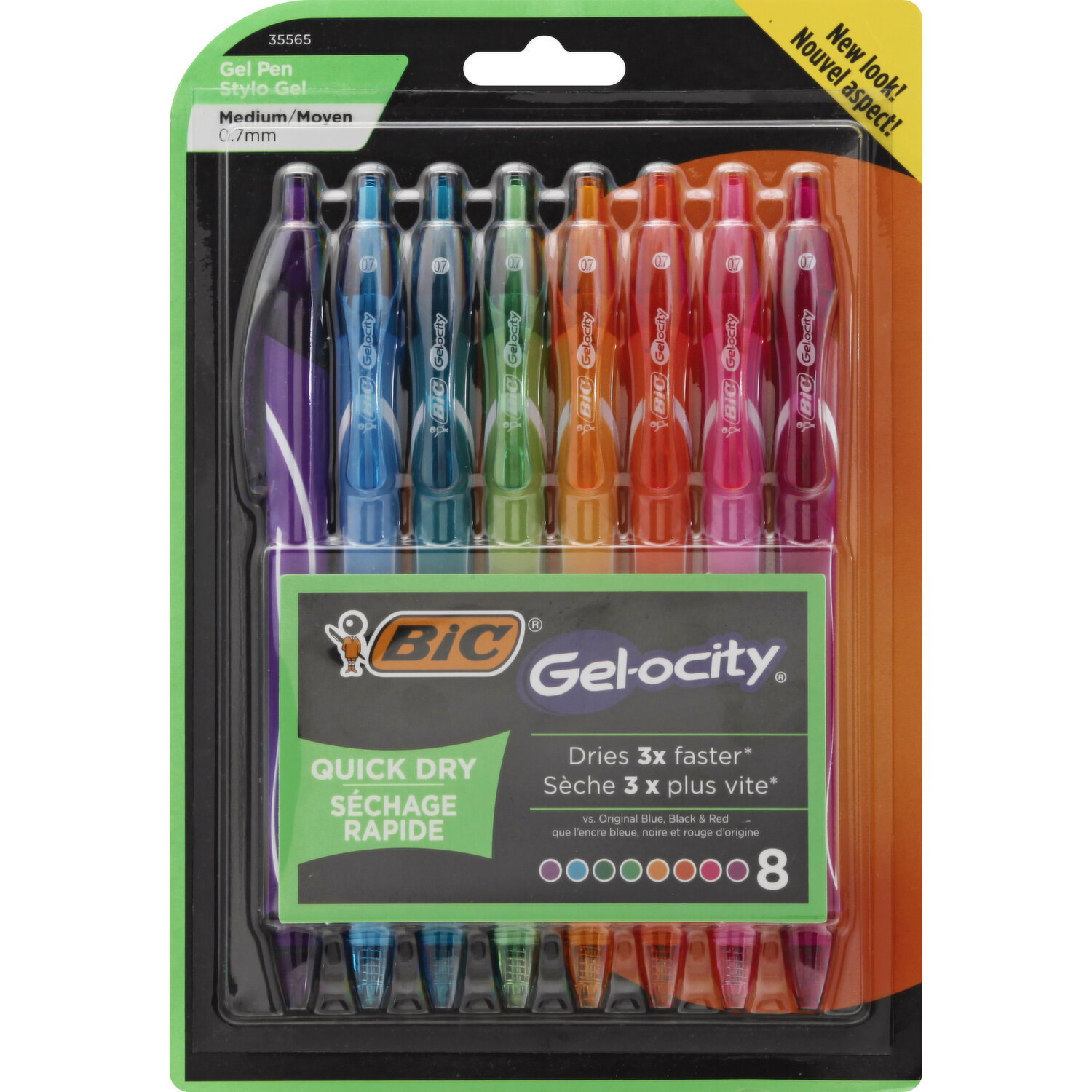 BiC Gel Pen, Quick Dry, Assorted, Medium (0.7 mm) - 8 Each