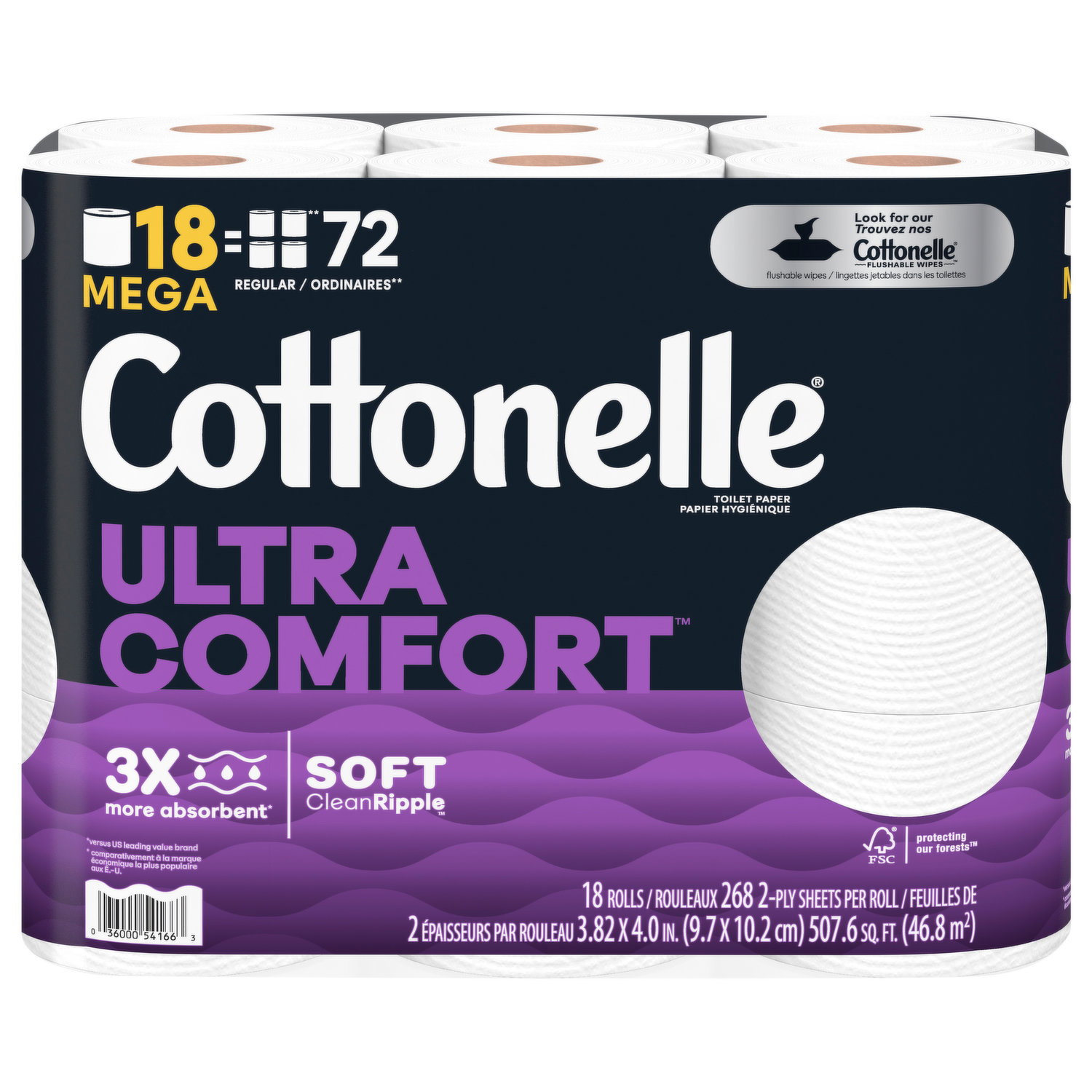 Cottonelle Toilet Paper, Ultra Comfort, Mega Rolls, 2-Ply Image 1 of 4