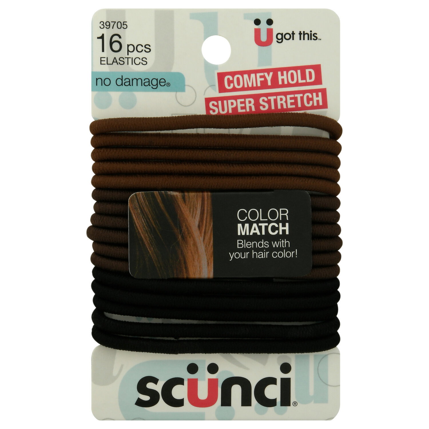 Scunci Elastics, Comfy Hold, Color Match - 16 Each