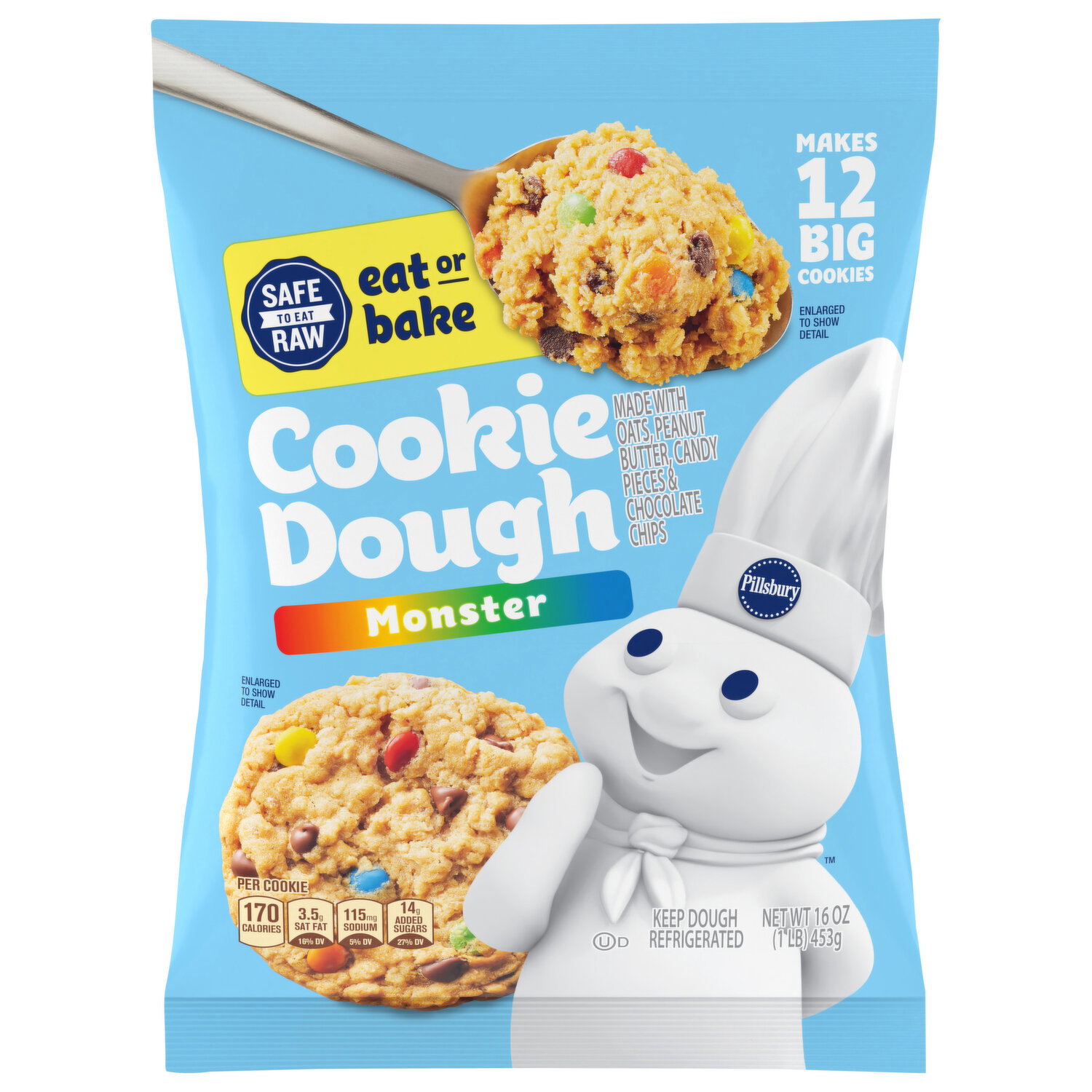 Pillsbury Cookie Dough, Monster - 16 Ounce Image 1 of 3