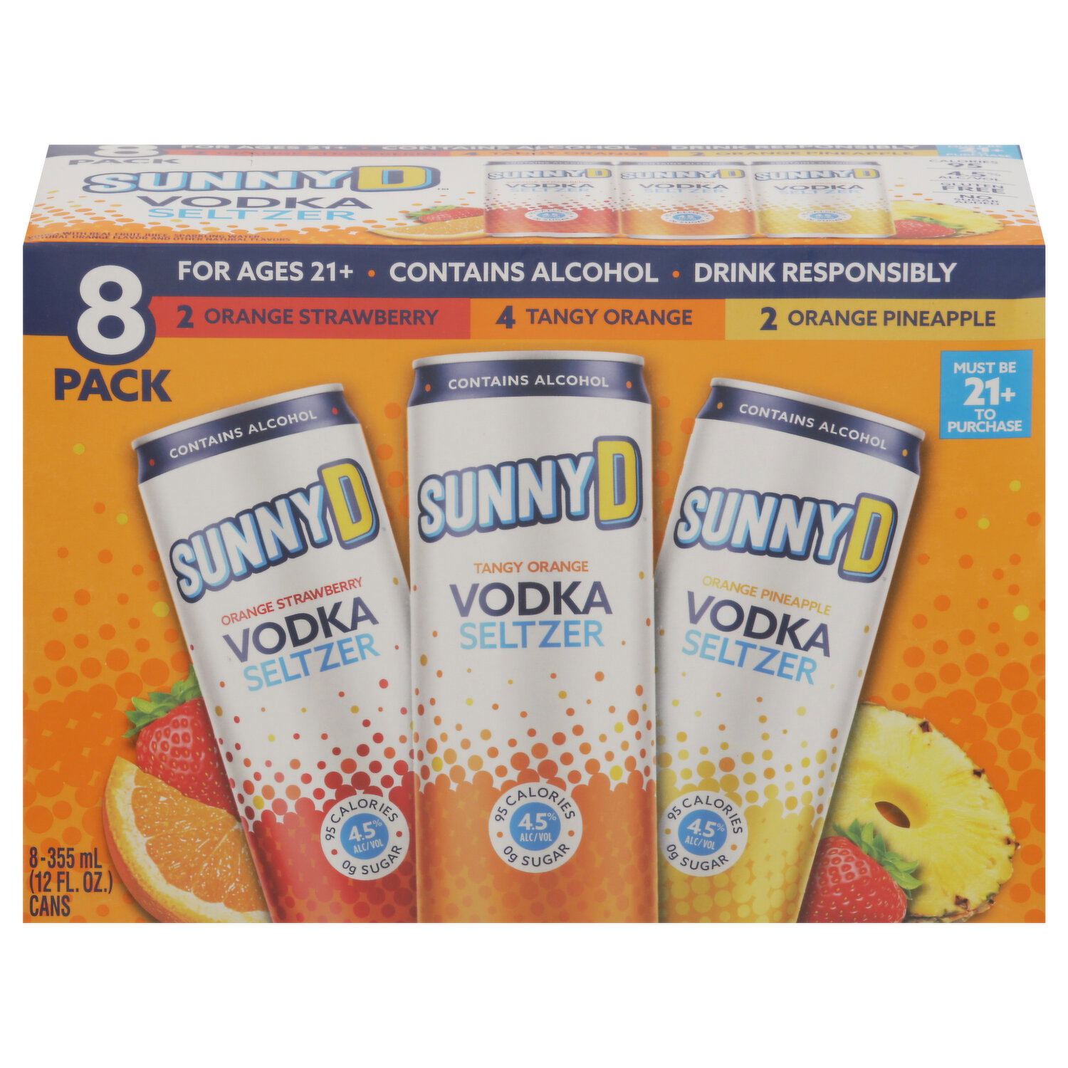 Sunny D Vodka Seltzer, Assorted, 8 Pack - 8 Each - Brookshire's
