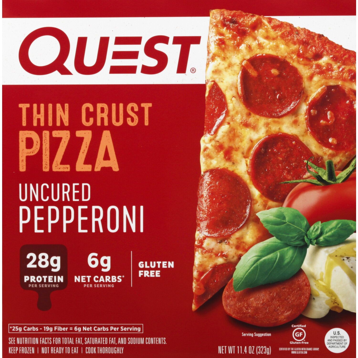 Quest Pizza, Uncured Pepperoni, Thin Crust - 11.4 Ounce