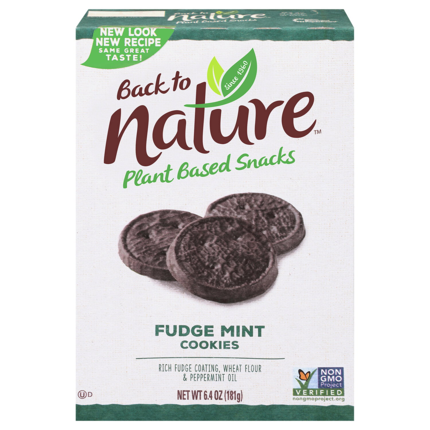 Back to Nature Cookies, Fudge Mint, Plant Based - 6.4 Ounce