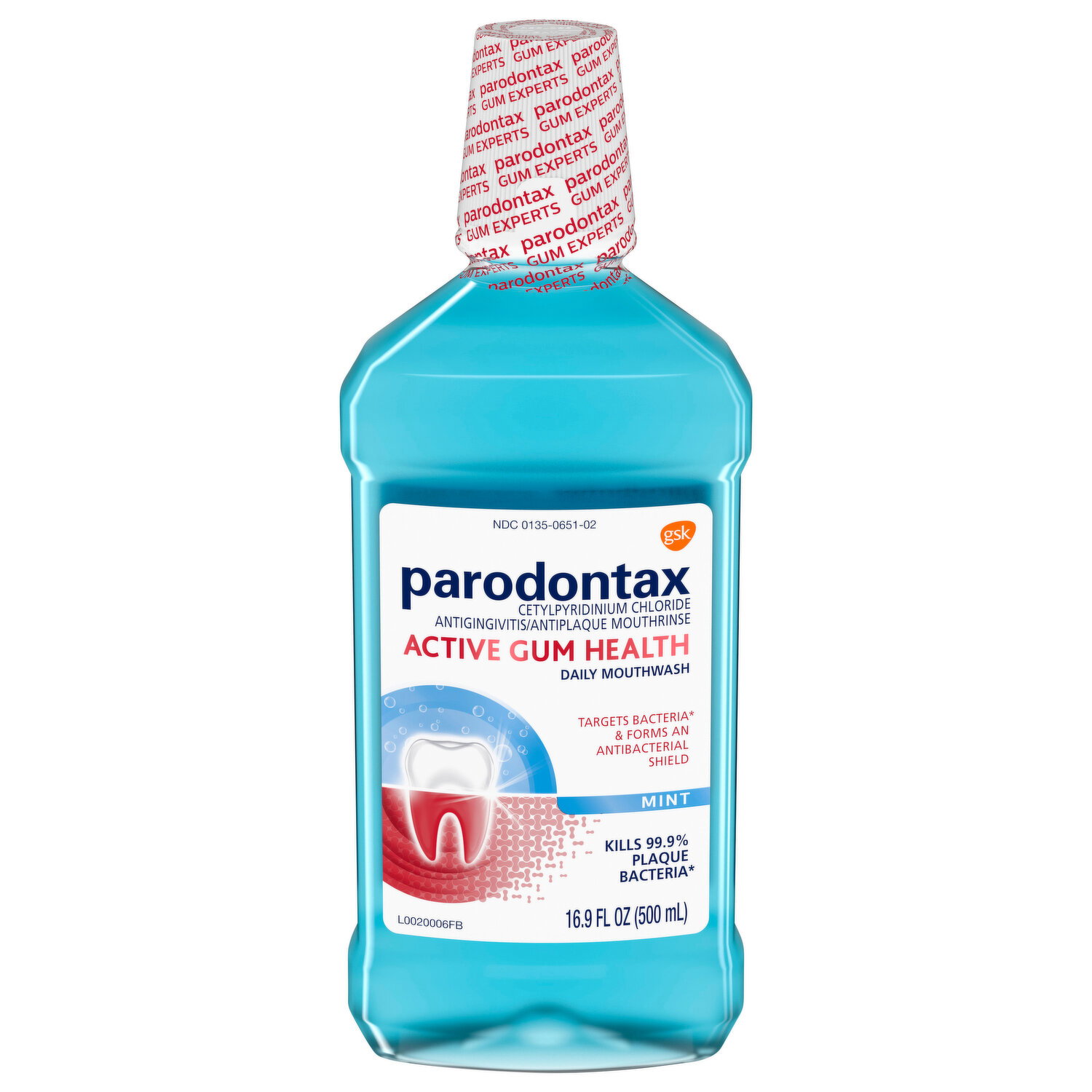 Parodontax Daily Mouthwash, Active Gum Health, Mint - 16.9 Fluid Ounce Image 1 of 2
