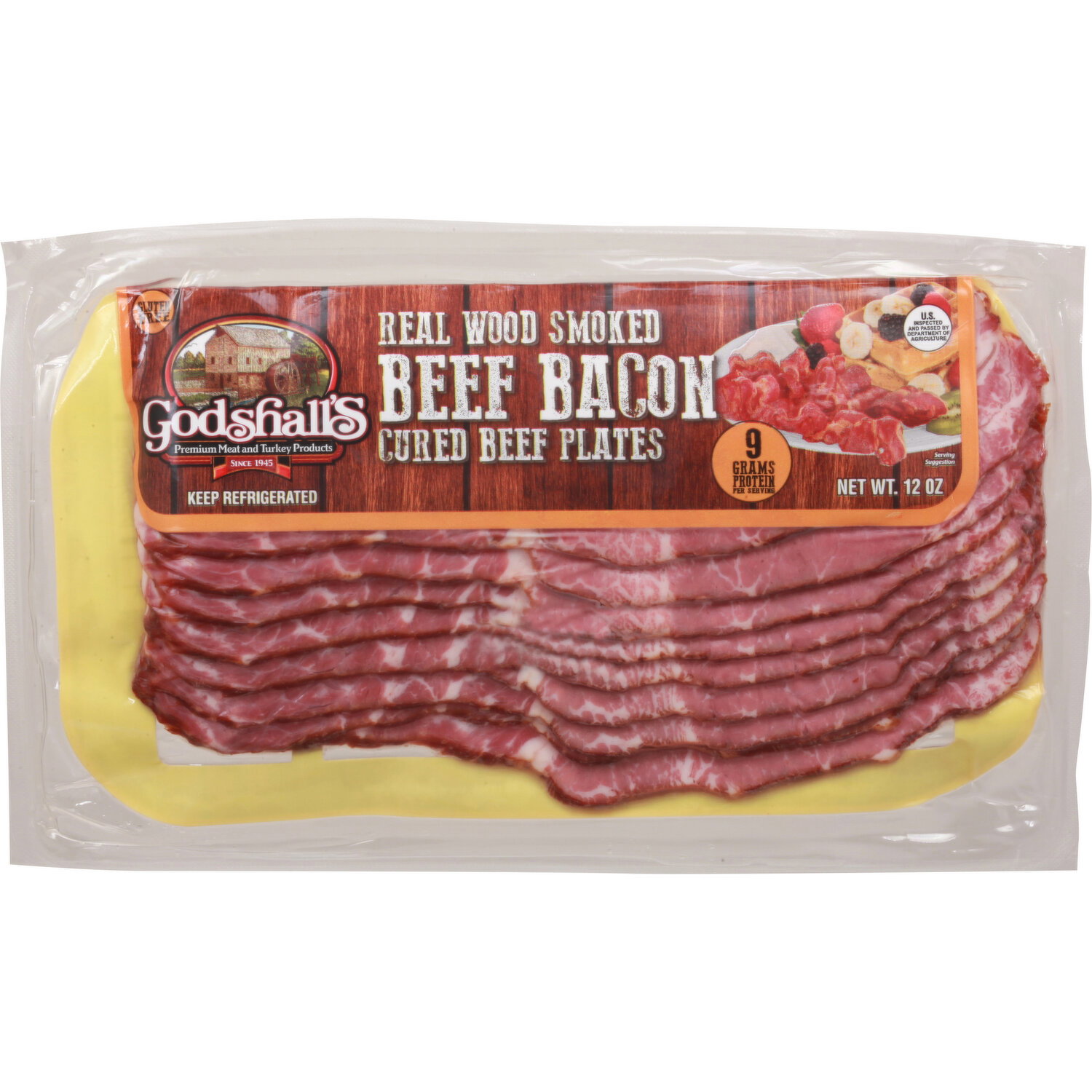 Godshall's Beef Bacon, Real Wood Smoked, Cured Beef Plates Image 1 of 3